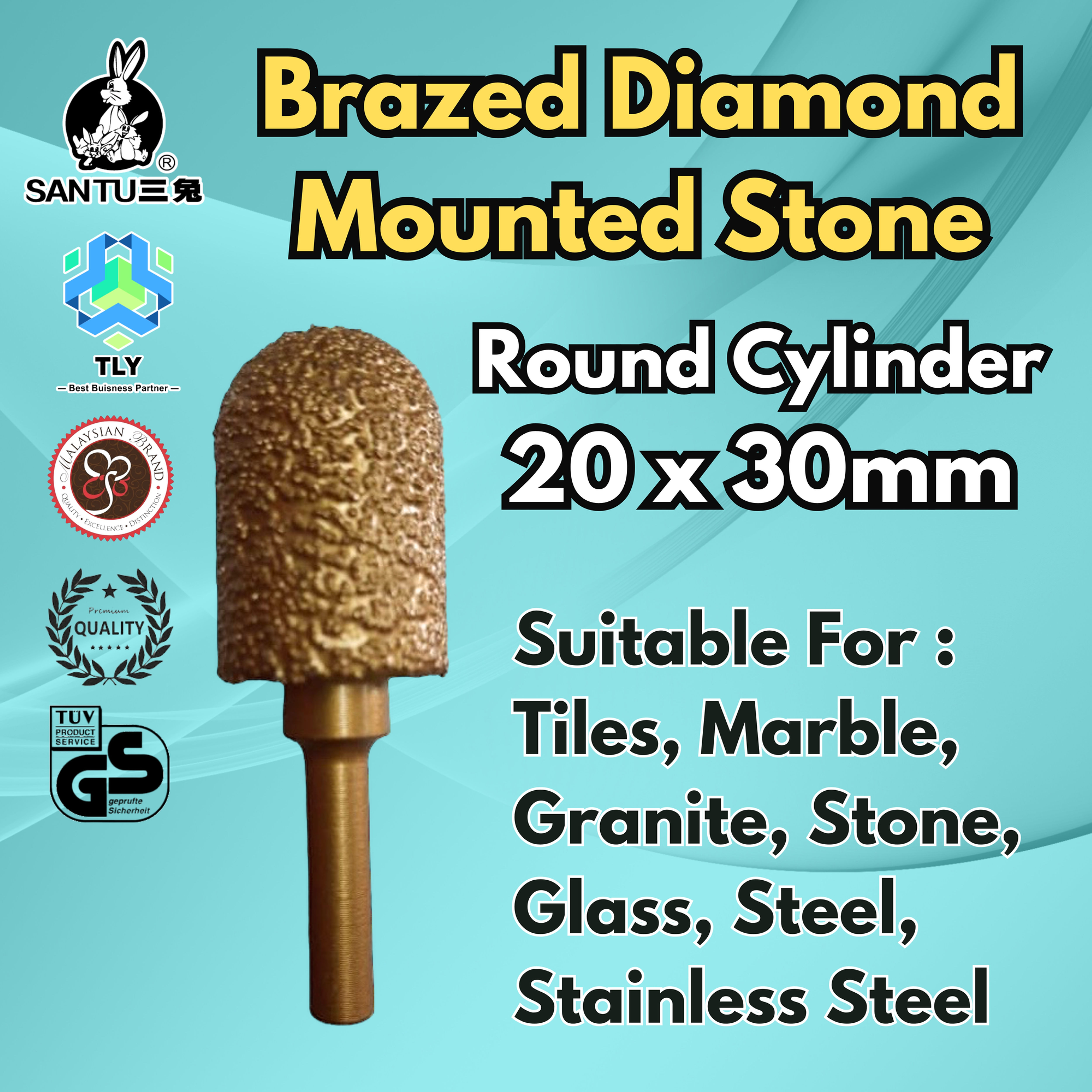 CGH09 Brazed Diamond Mounted Stone - RC20x30