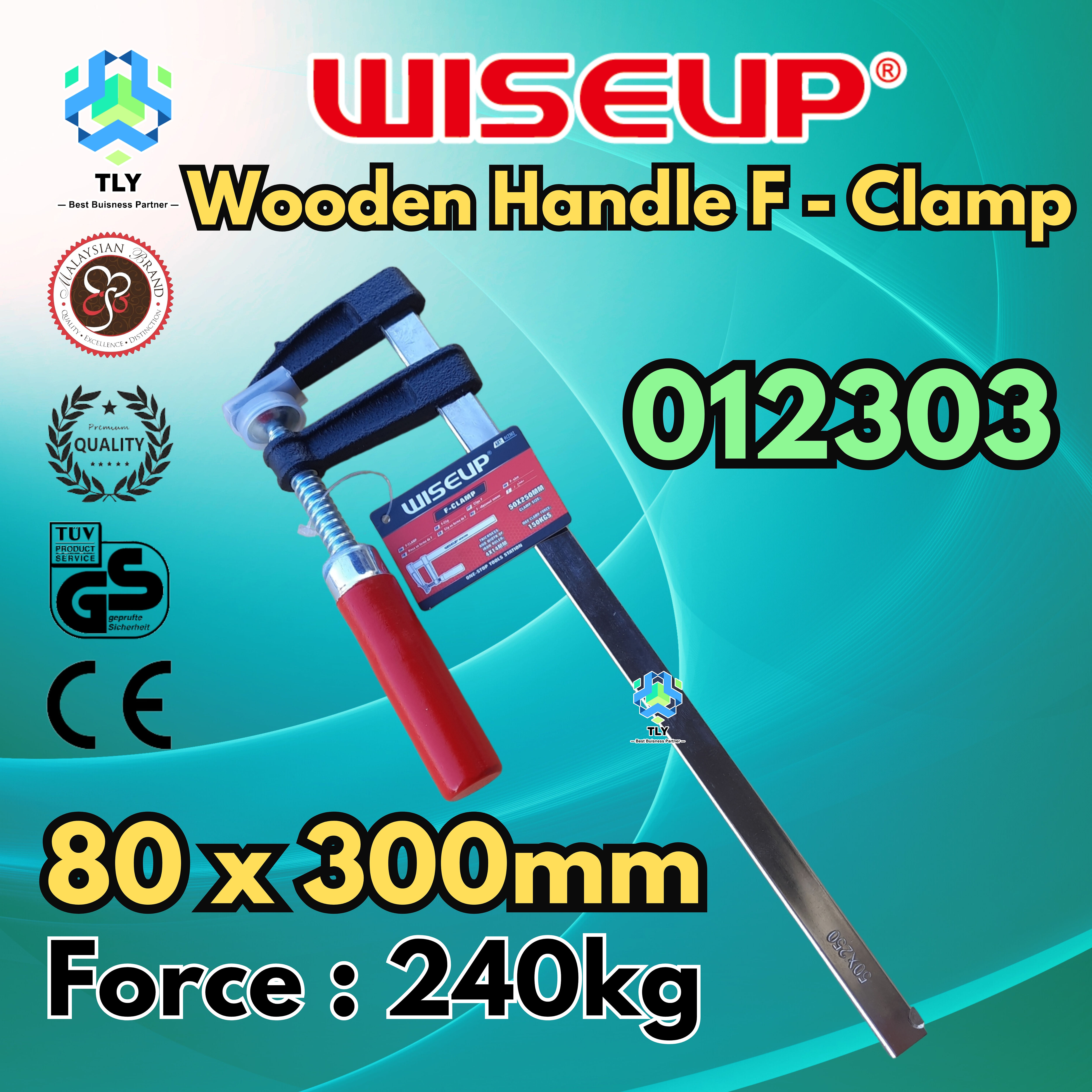 JDD03 Wiseup Wooden Handle F-Clamp 80x300 012303