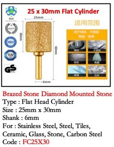 Thumbnail: CGH15 Brazed Diamond Mounted Stone - FC25x30