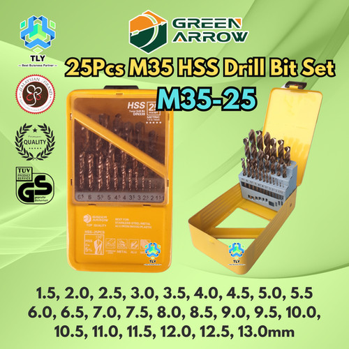 AAC08 Green Arrow M35 HSS Drill Bit Sets 25Pcs M35-25 YHH Sales