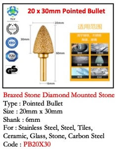 Thumbnail: CGH03 Brazed Diamond Mounted Stone - PB20x30