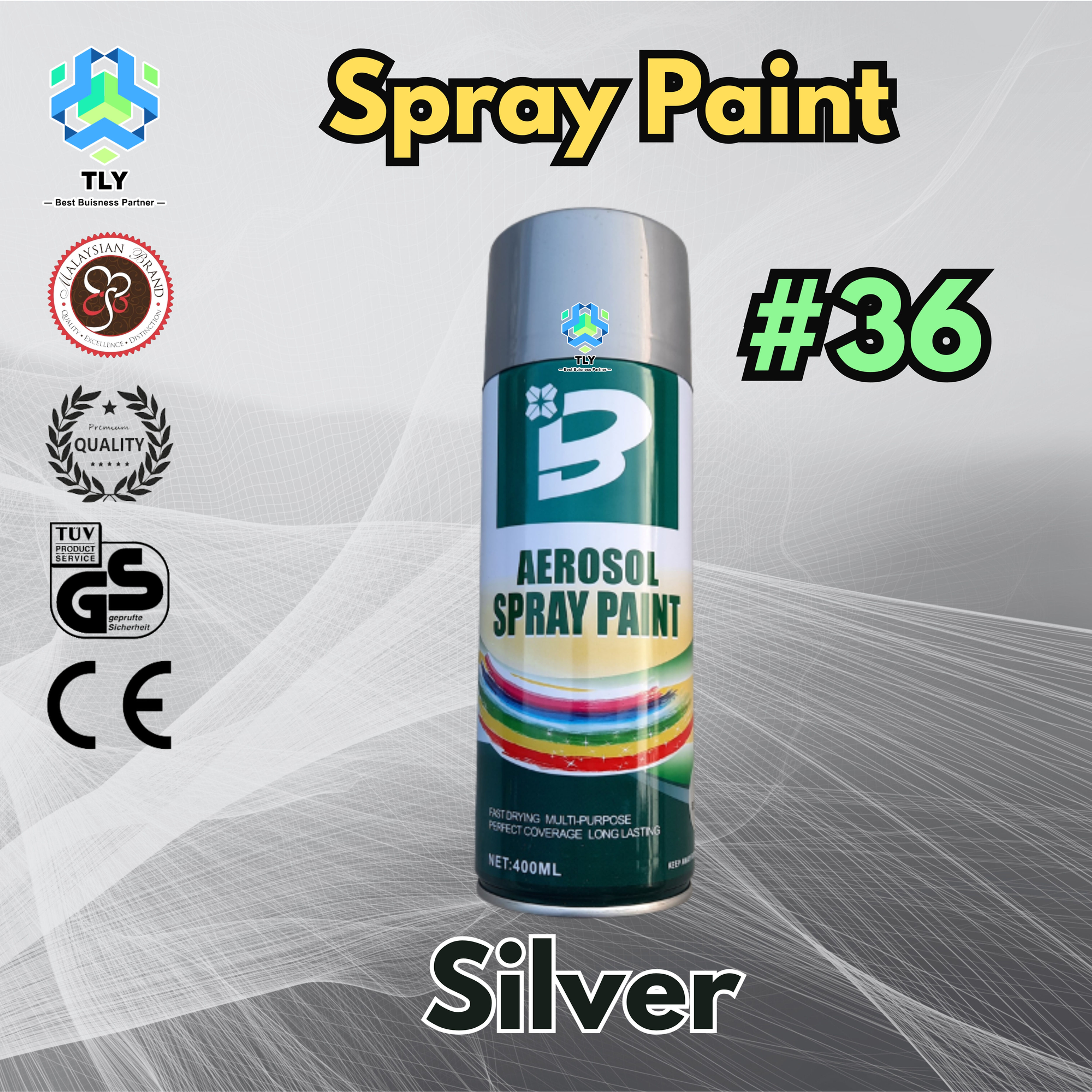 LIA10 400ml Spray Paint Silver #36