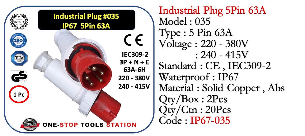 Thumbnail: GBF01 Industrial Plug & Socket IP67 - 5 Pin 63A Plug