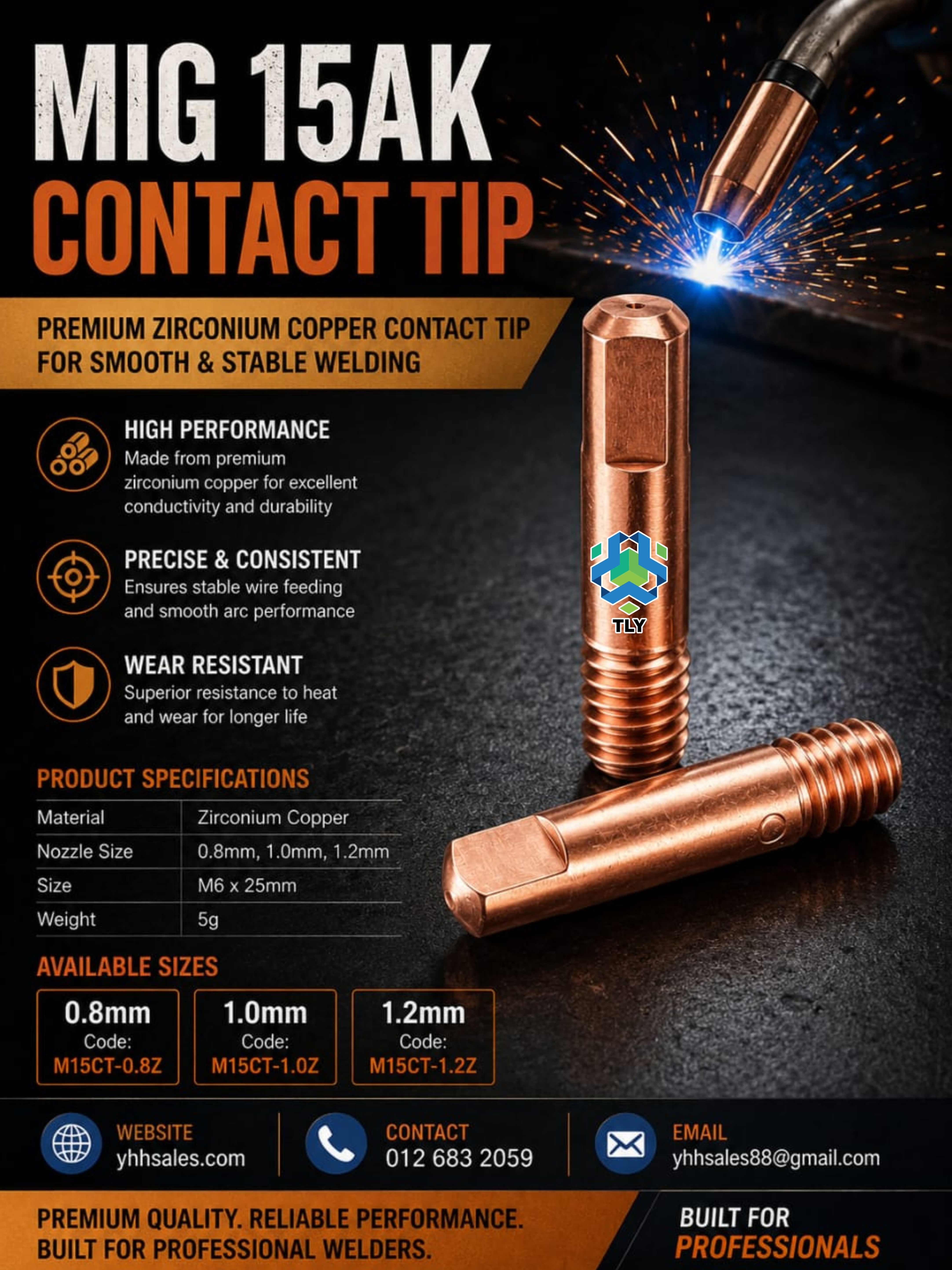 FIAA13 MIG 15AK Contact Tip Zirconium Copper 5g