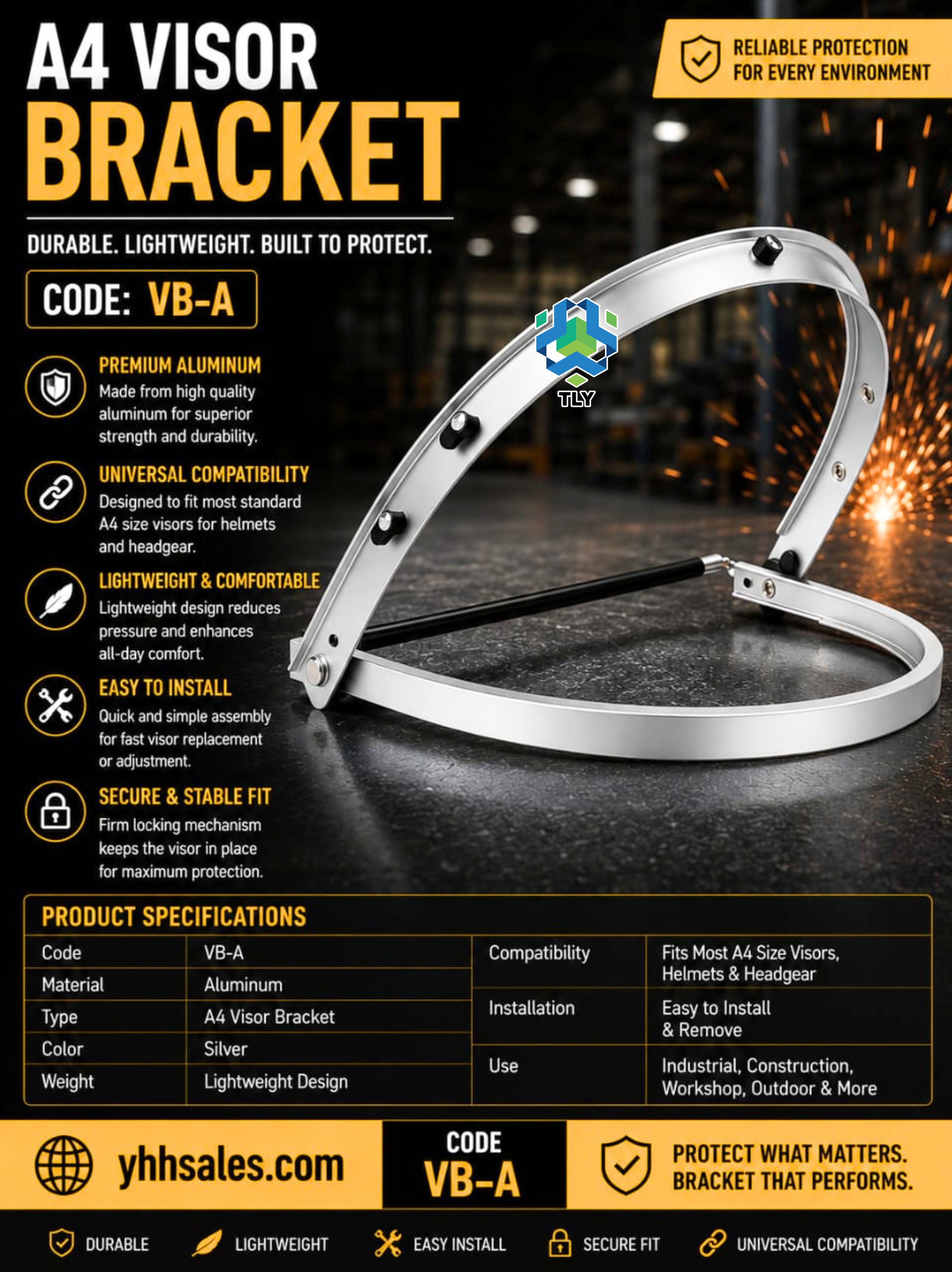 FAB06 Protection Face Shield - Aluminium Visor Bracket
