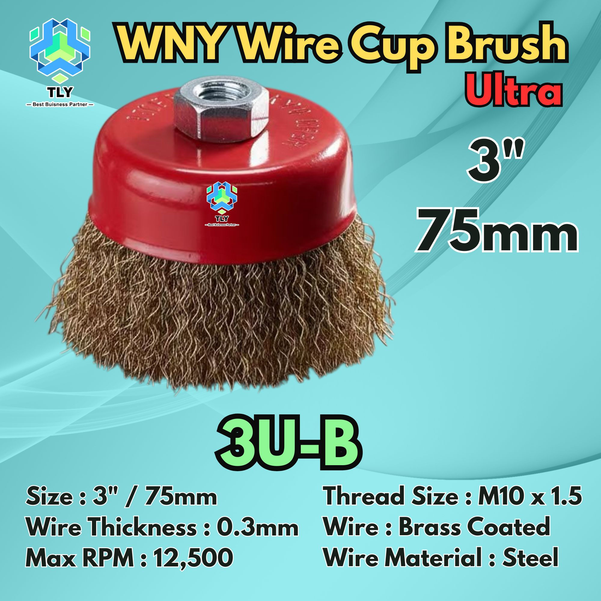 CAAC01 WNY 3" Cup Brush - Brass Coated