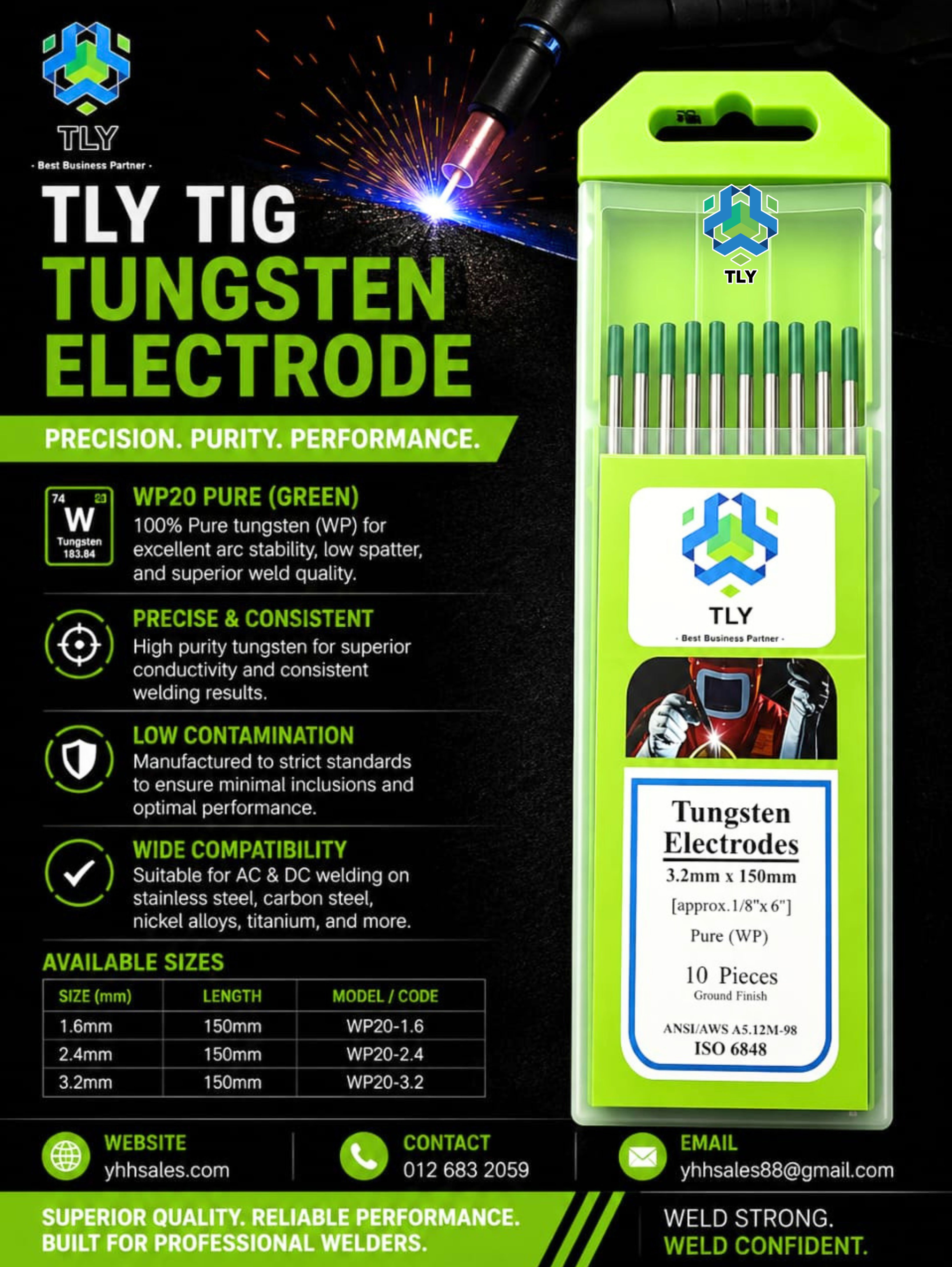 FIEA03 Tig Tungsten Electrode Green WP20