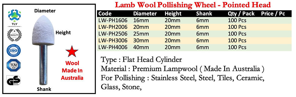 Thumbnail: CCA03 Pollishing Products - Pointed Head Cylinder 6mm Shank