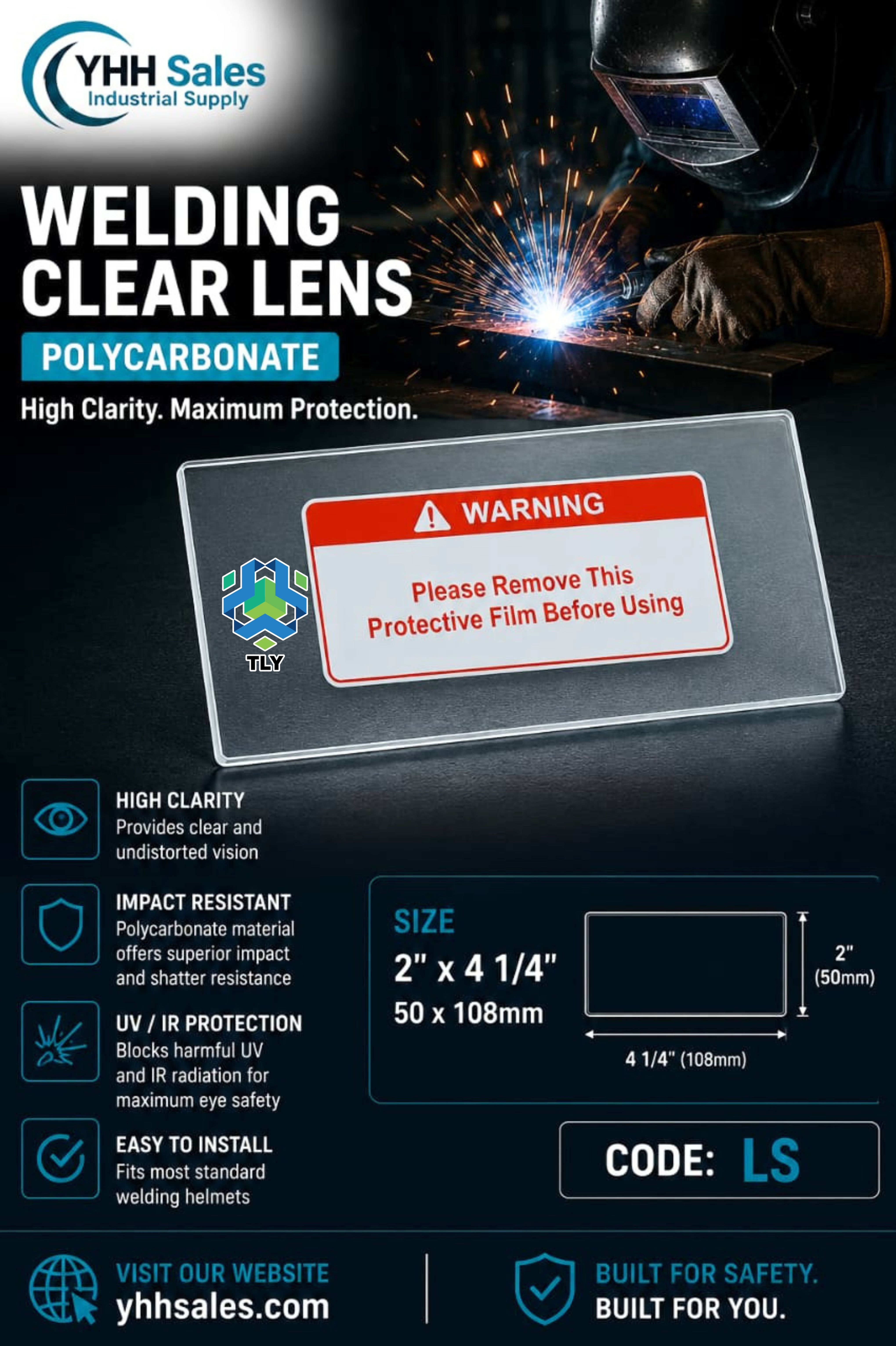 FBC05 Welding Lens - Polycarbonate Lens 50mm x 108mm