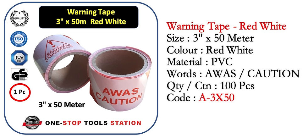 Thumbnail: EHA02 Warning Tape - Red White 3" x 50M