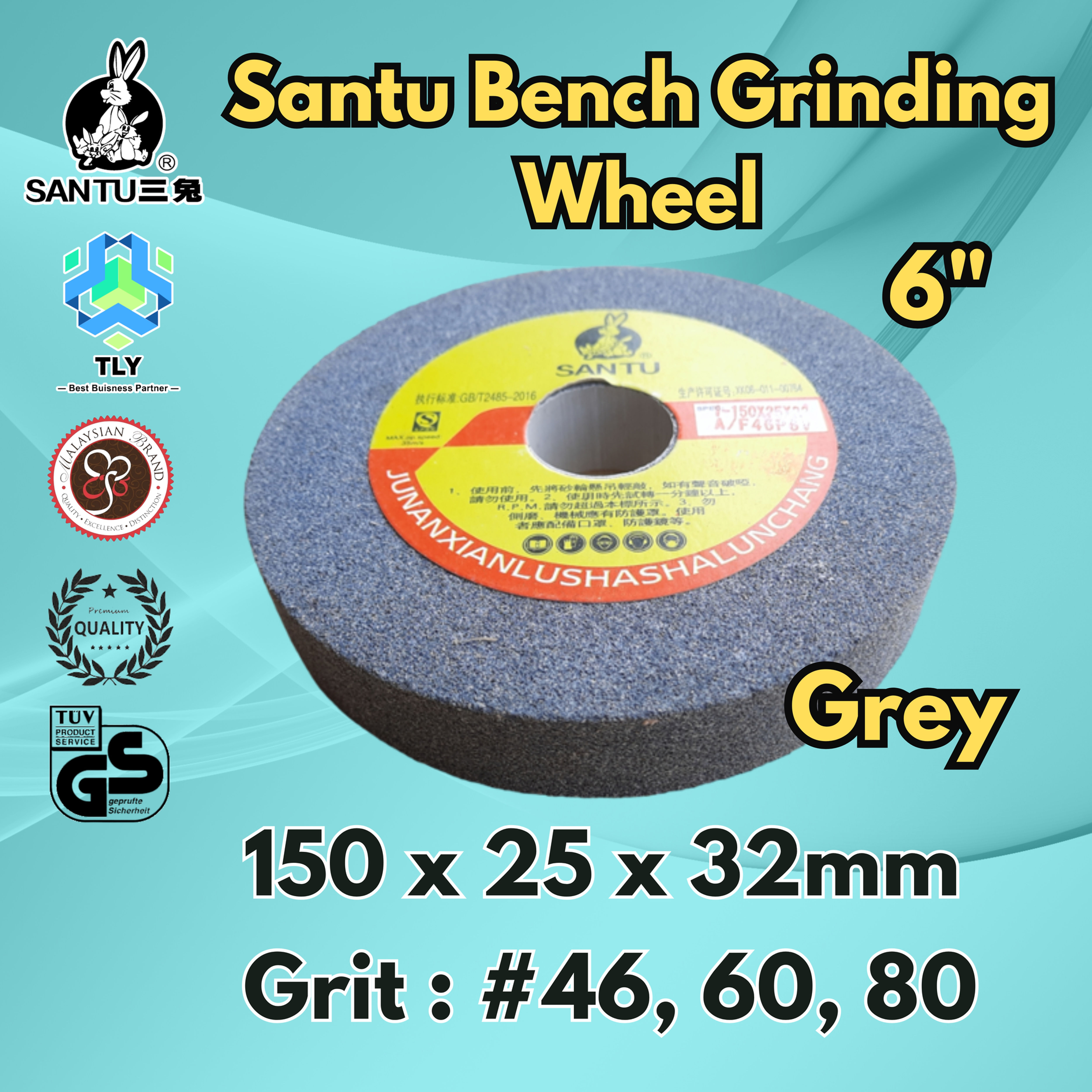 CDD01 Bench Grinding Wheel - 6"x25x32 Grey