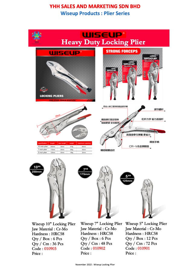 Thumbnail: JAF02 Wiseup Heavy Duty Locking Plier - 7" / 175mm 010902