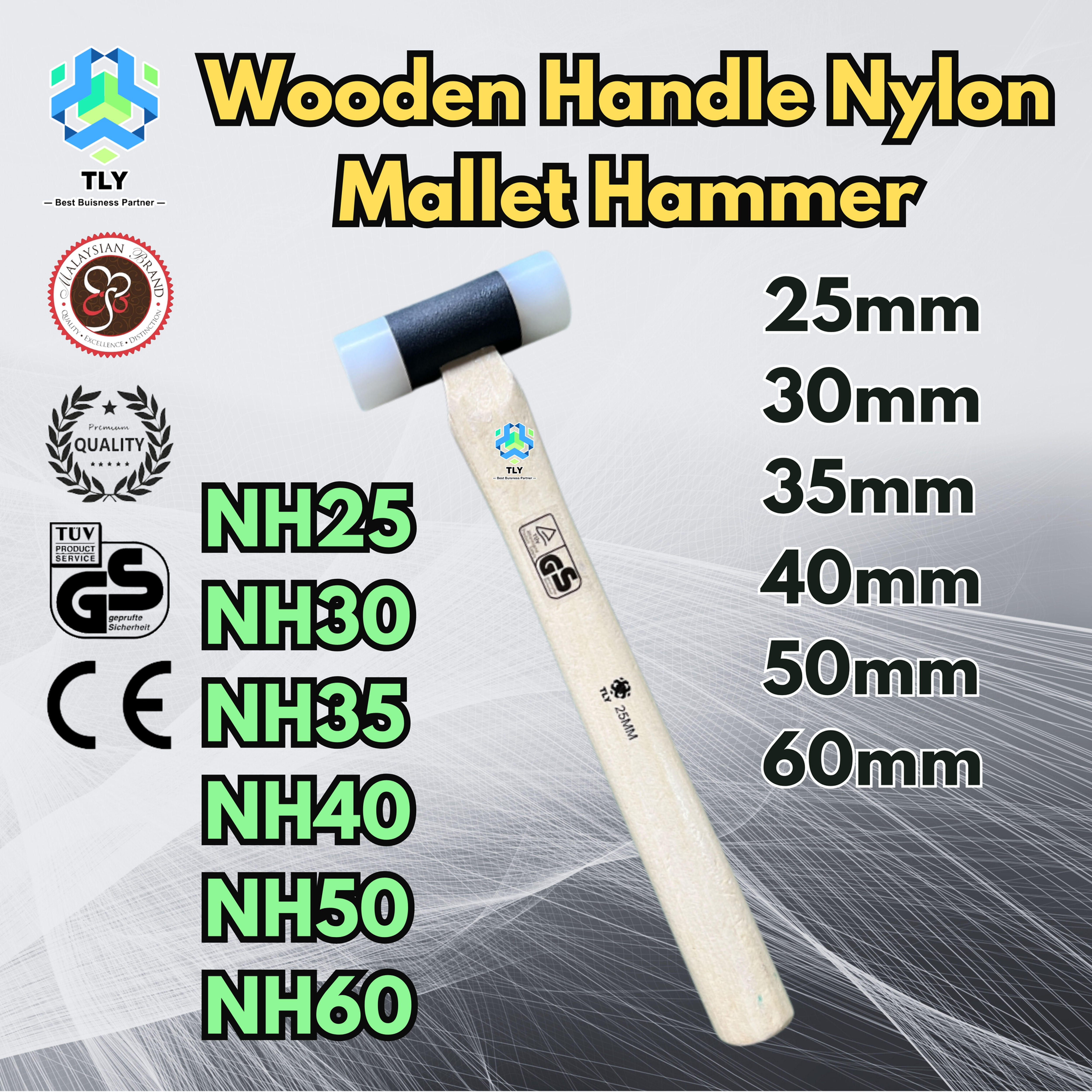 OGE04 Wooden Handle Nylon Mallet Hammer