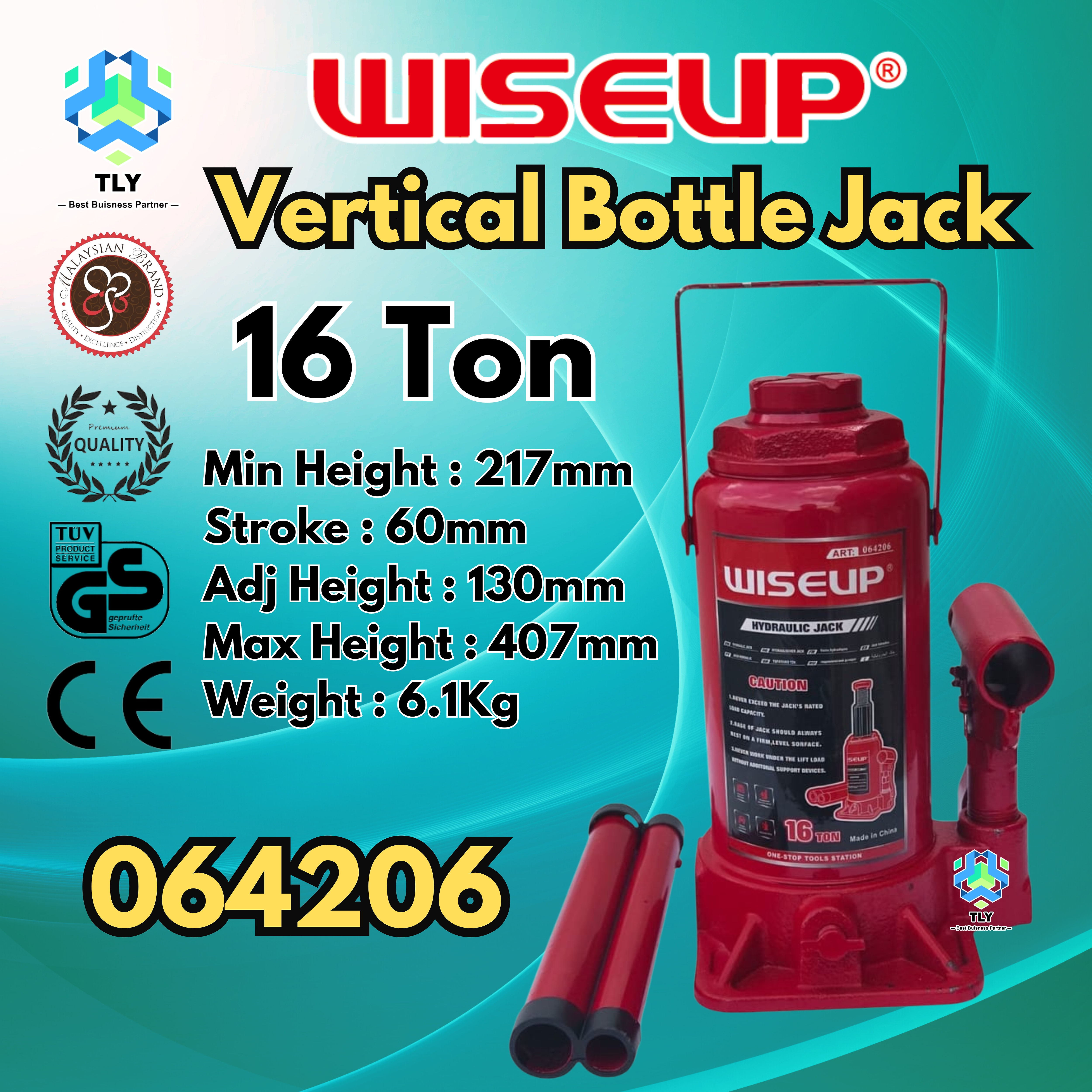 JEC04 Wiseup Vertical Bottle Jack 16 Ton 064206