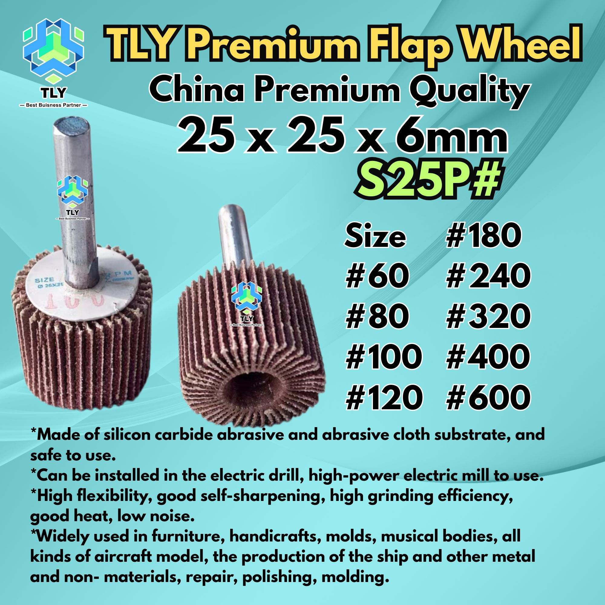 CBDA05 TLY Sanding Flap Wheel 25 x 25 x 6mm S25P#
