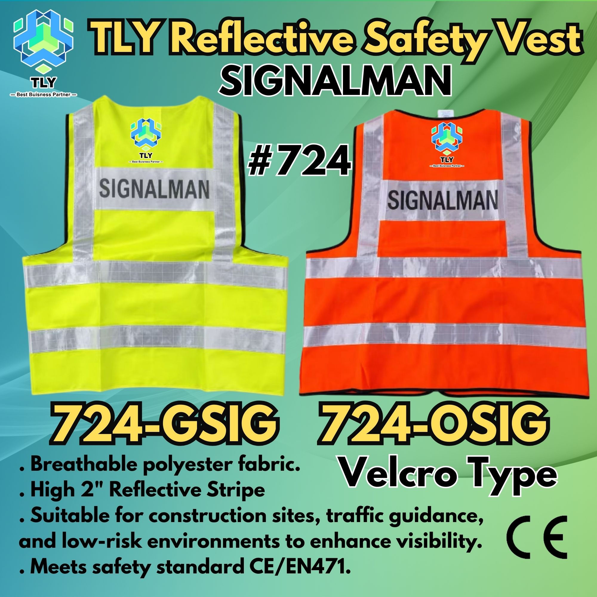 EGL10 Reflective Safety Vest Words - #724 SIGNALMAN