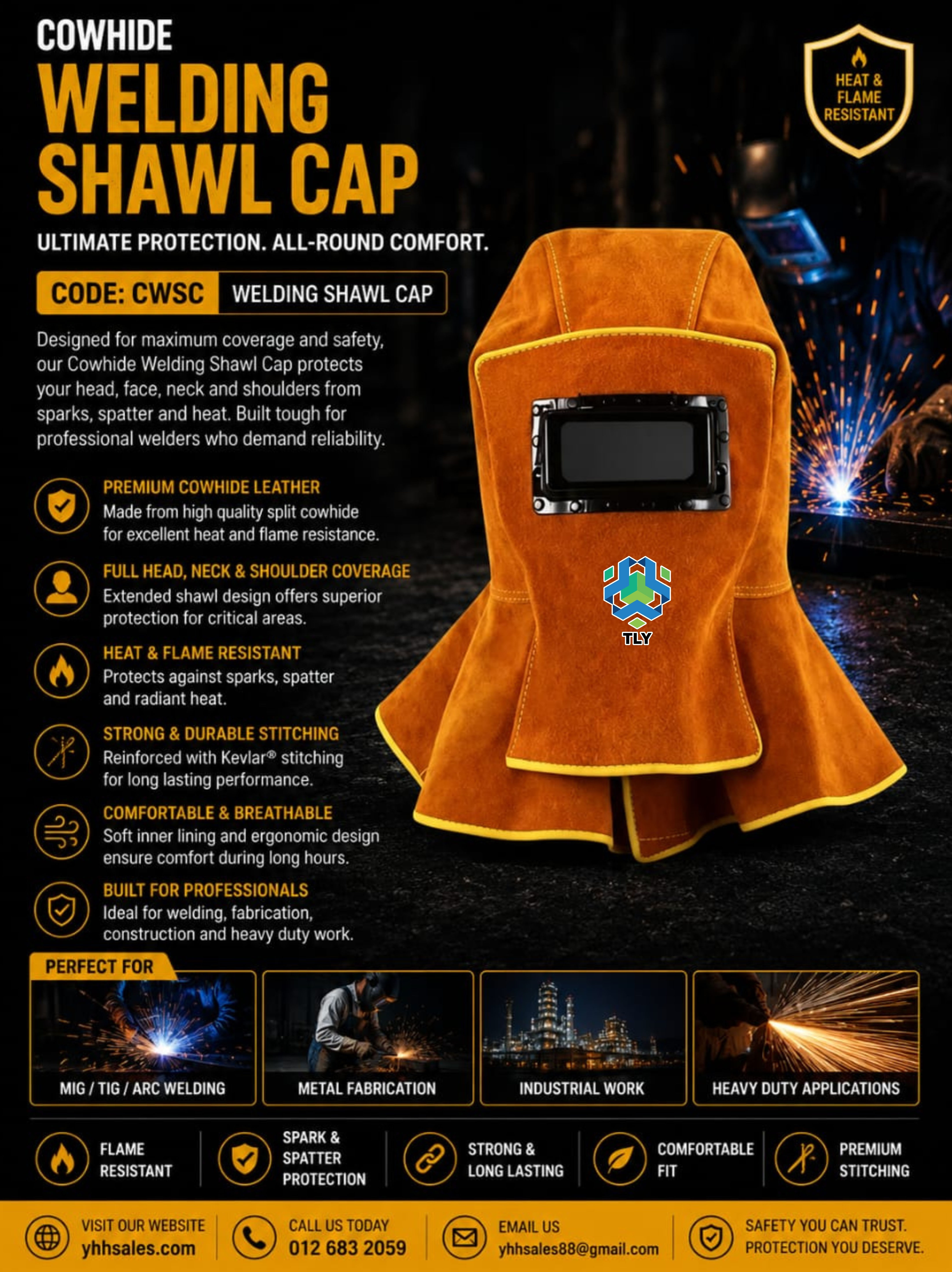 FGA02 TLY Cowhide Welding Shawl Cap CWSC