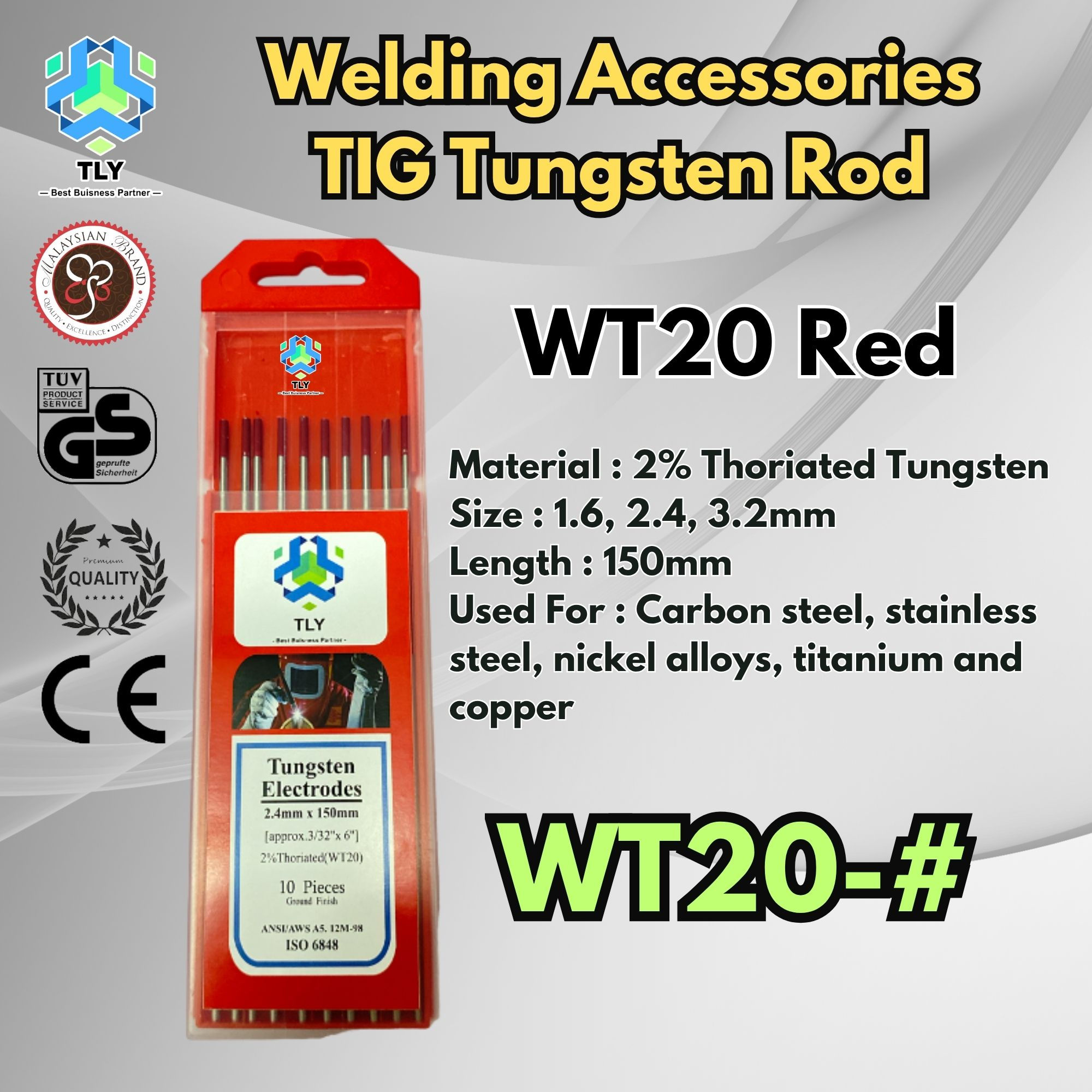 FIEA01 Tig Tungsten Electrode Red WT20