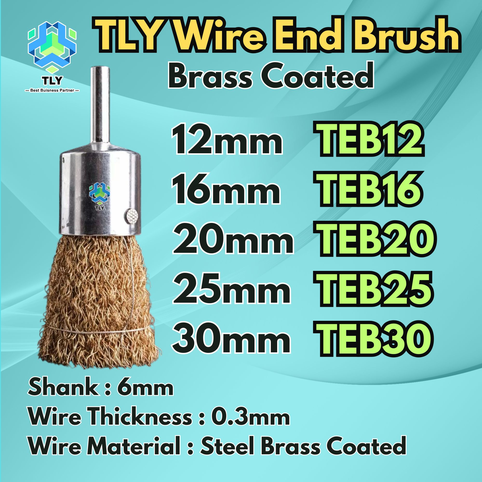 CADB01 TLY End Brush - Steel Brass Coated With Packing