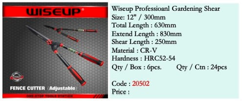 Thumbnail: JBF02 Wiseup Heavy Duty Extendable Garden Shear 12" 020502