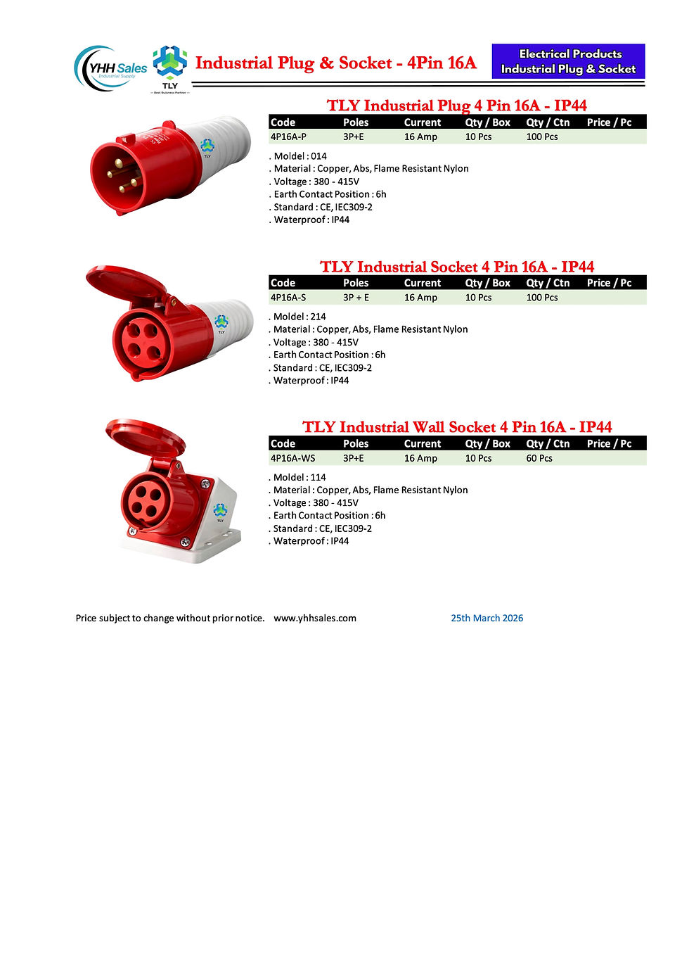 Thumbnail: GAB01 Industrial Plug & Socket IP44 - 3 Pin 16A Plug 110V