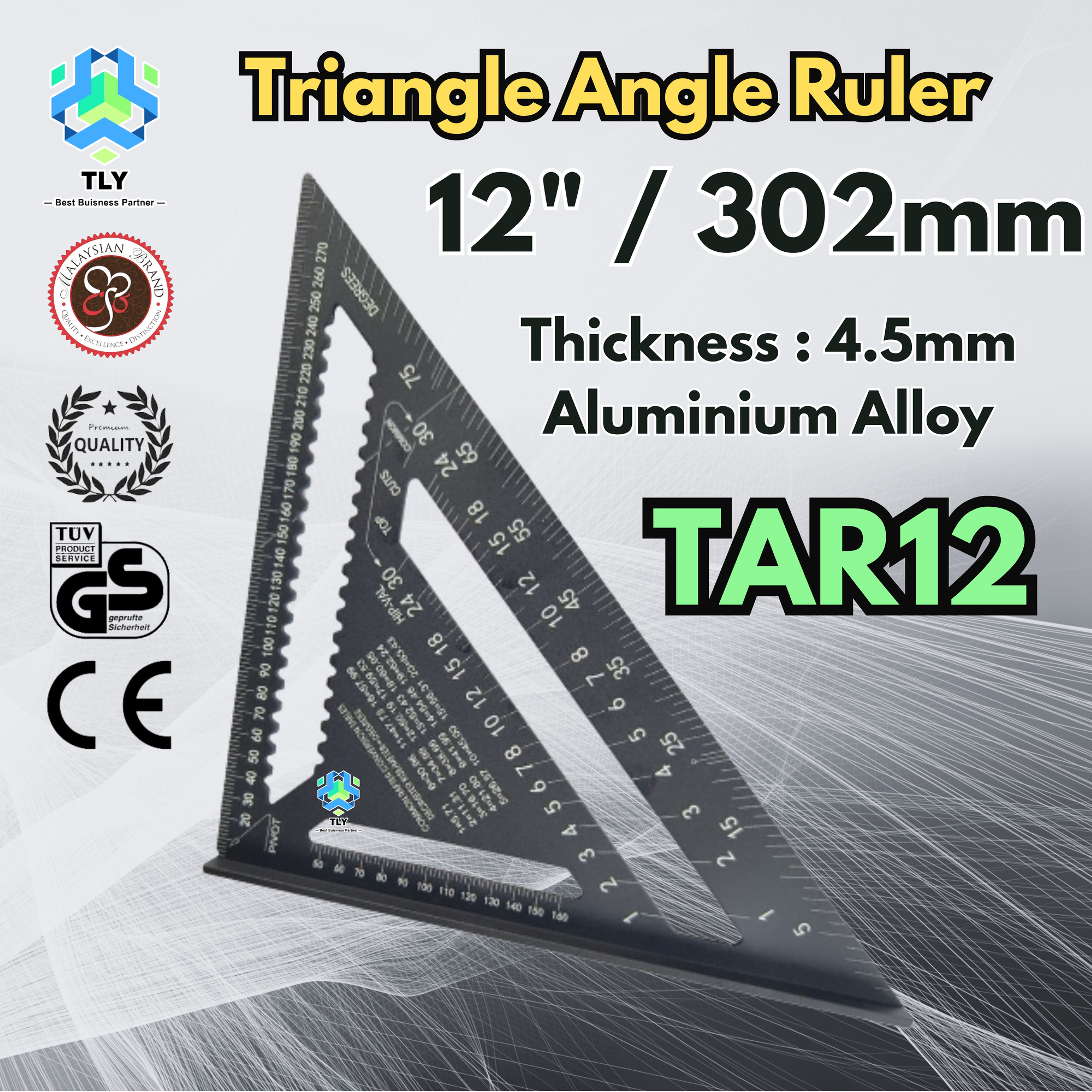 OFG03 Triangle Angle Ruler 12" TAR12