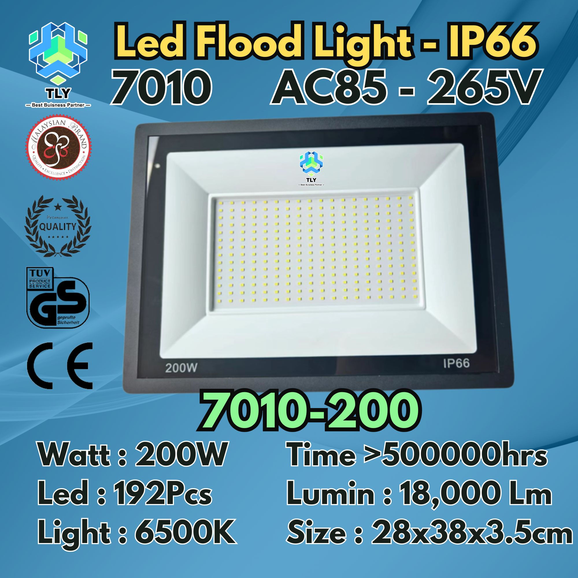 GHA08 7010 Led Flood Light IP66 AC85 - 265V 200W 7010-200