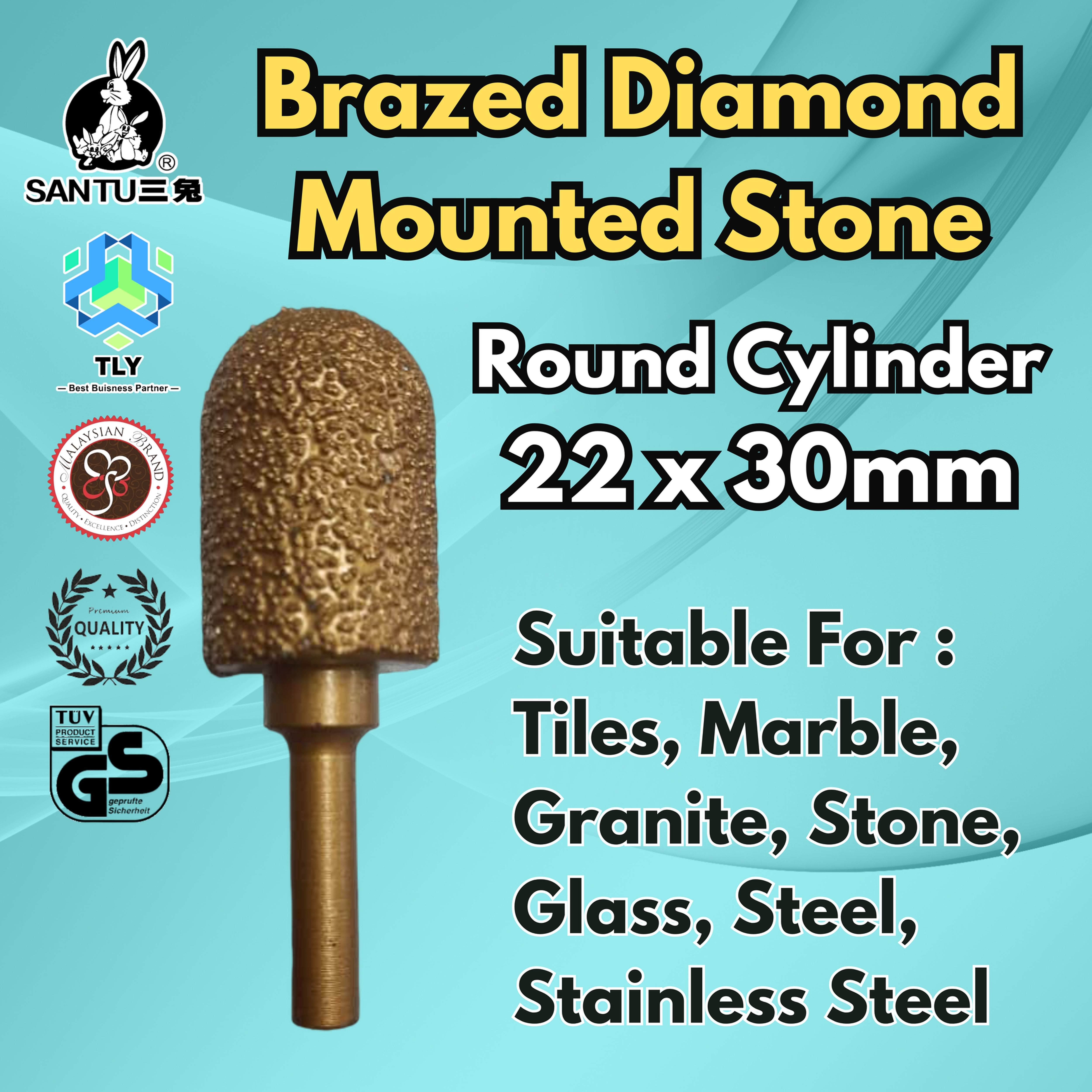 CGH10 Brazed Diamond Mounted Stone - RC22x30
