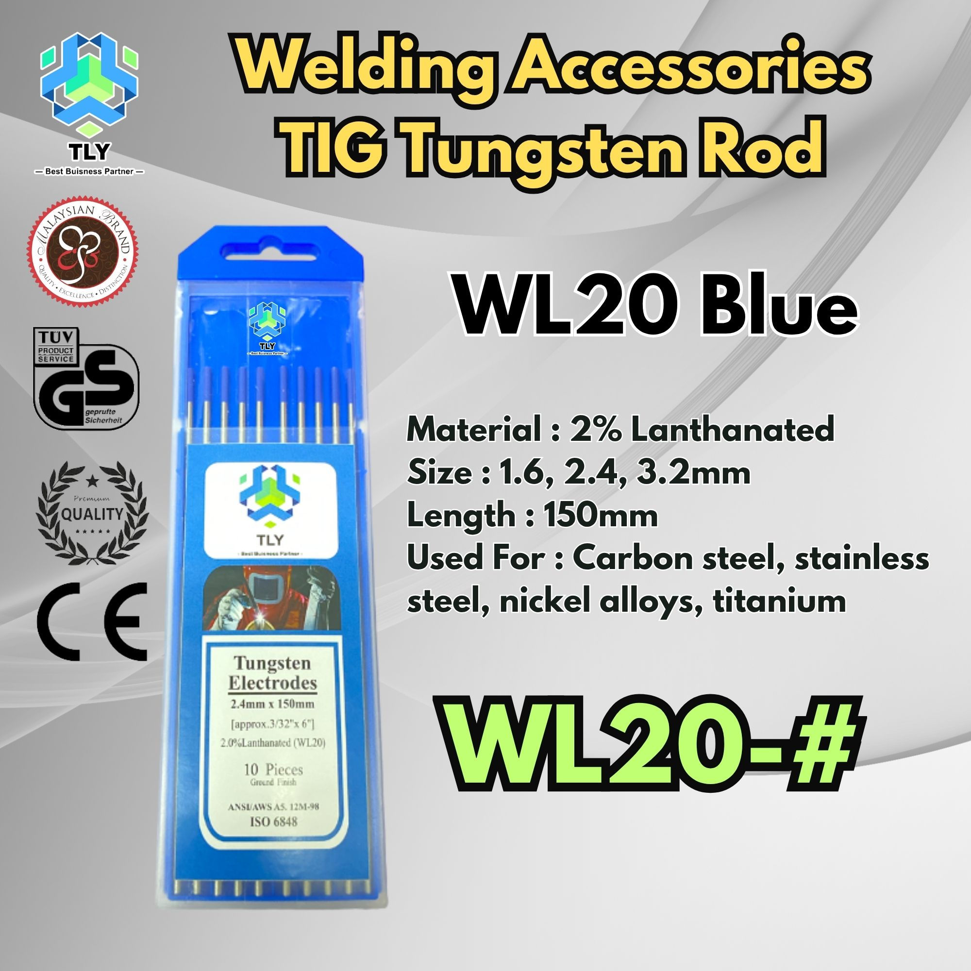 FIEA02 Tig Tungsten Electrode Blue WL20