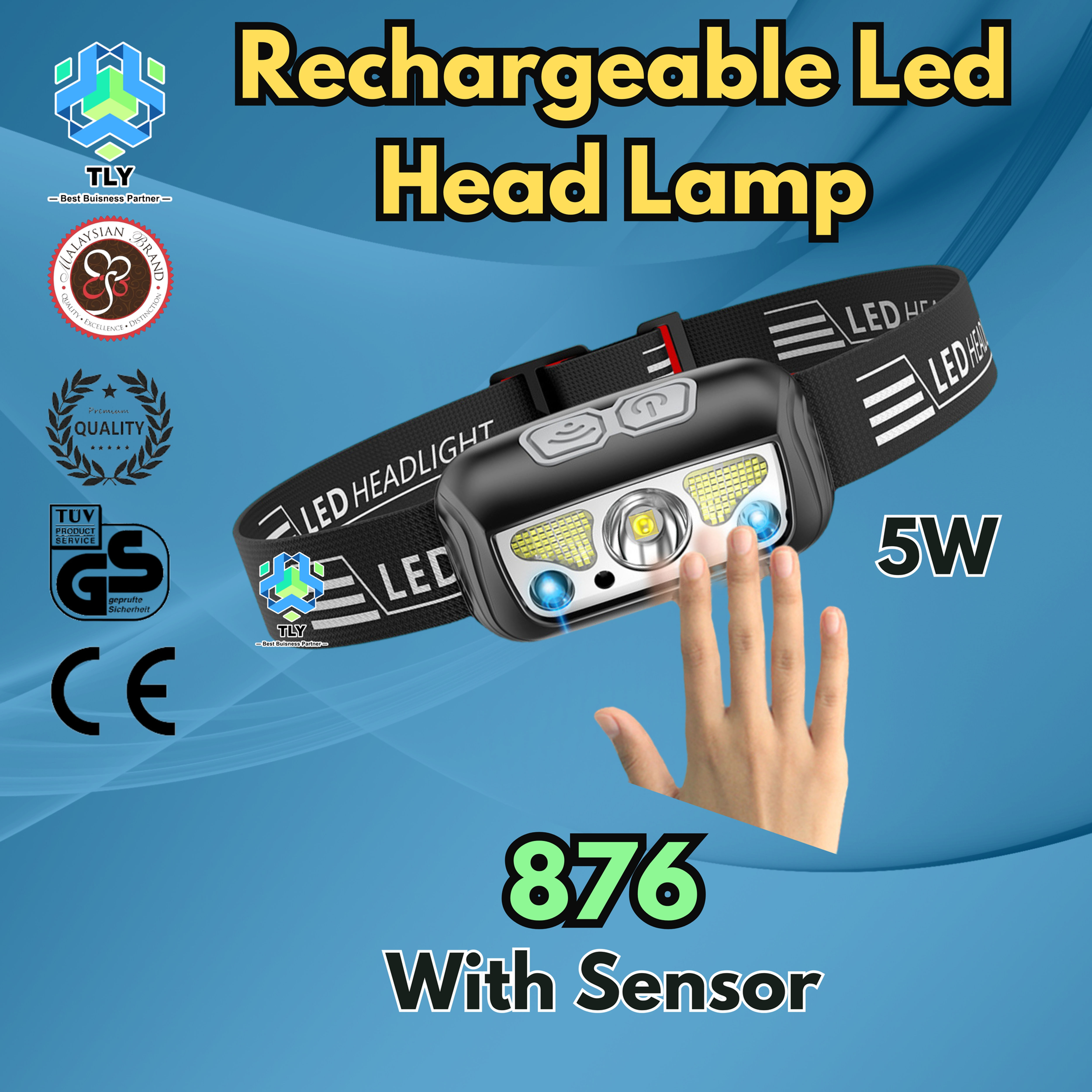 GFA04 Rechargeable Led Head Lamp 876 With Sensor