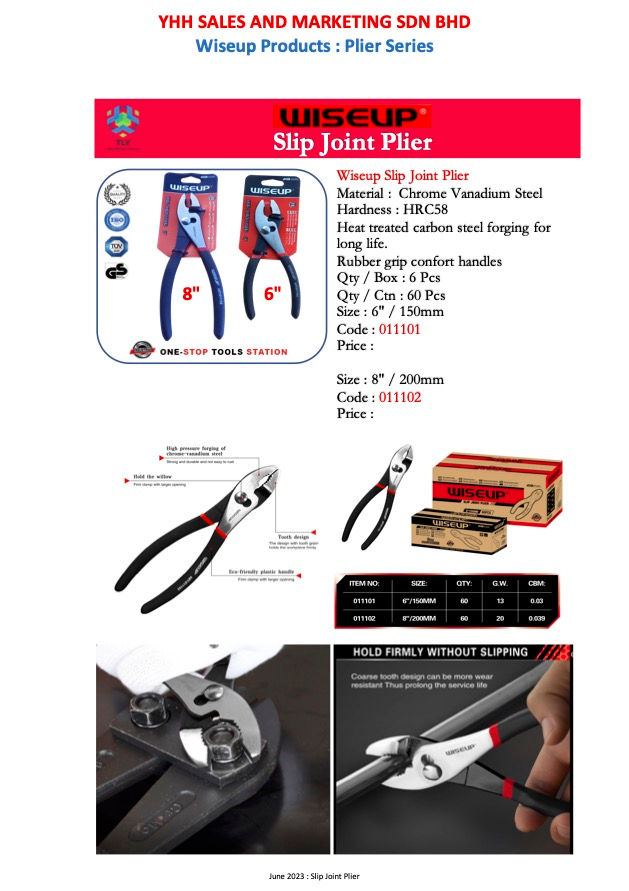 Thumbnail: JAL01 Wiseup Heavy Duty Slip Joint Plier 6" / 150mm 011101