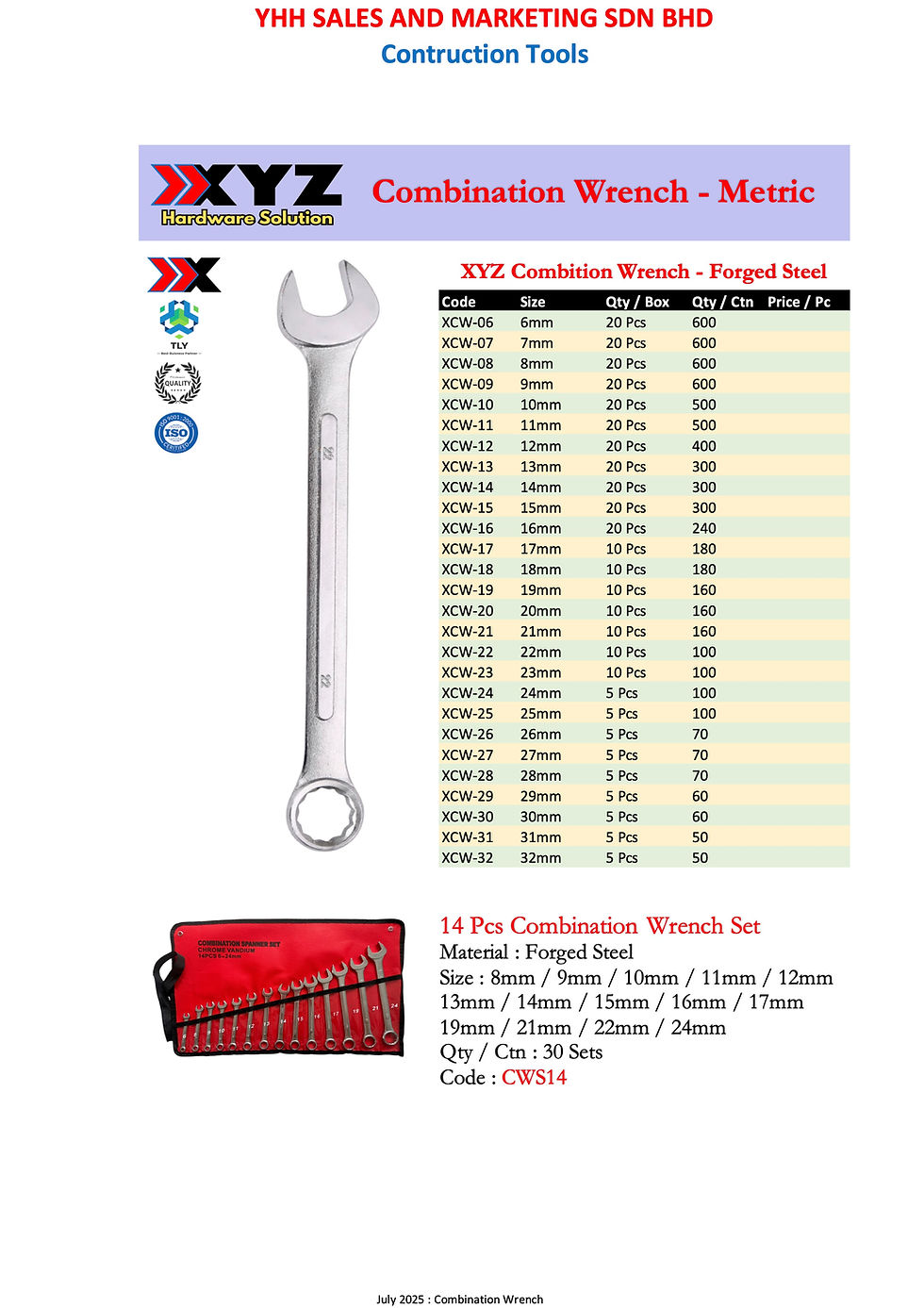 Thumbnail: OAC04.1 XYZ Combination Wrench Forged Steel XCW