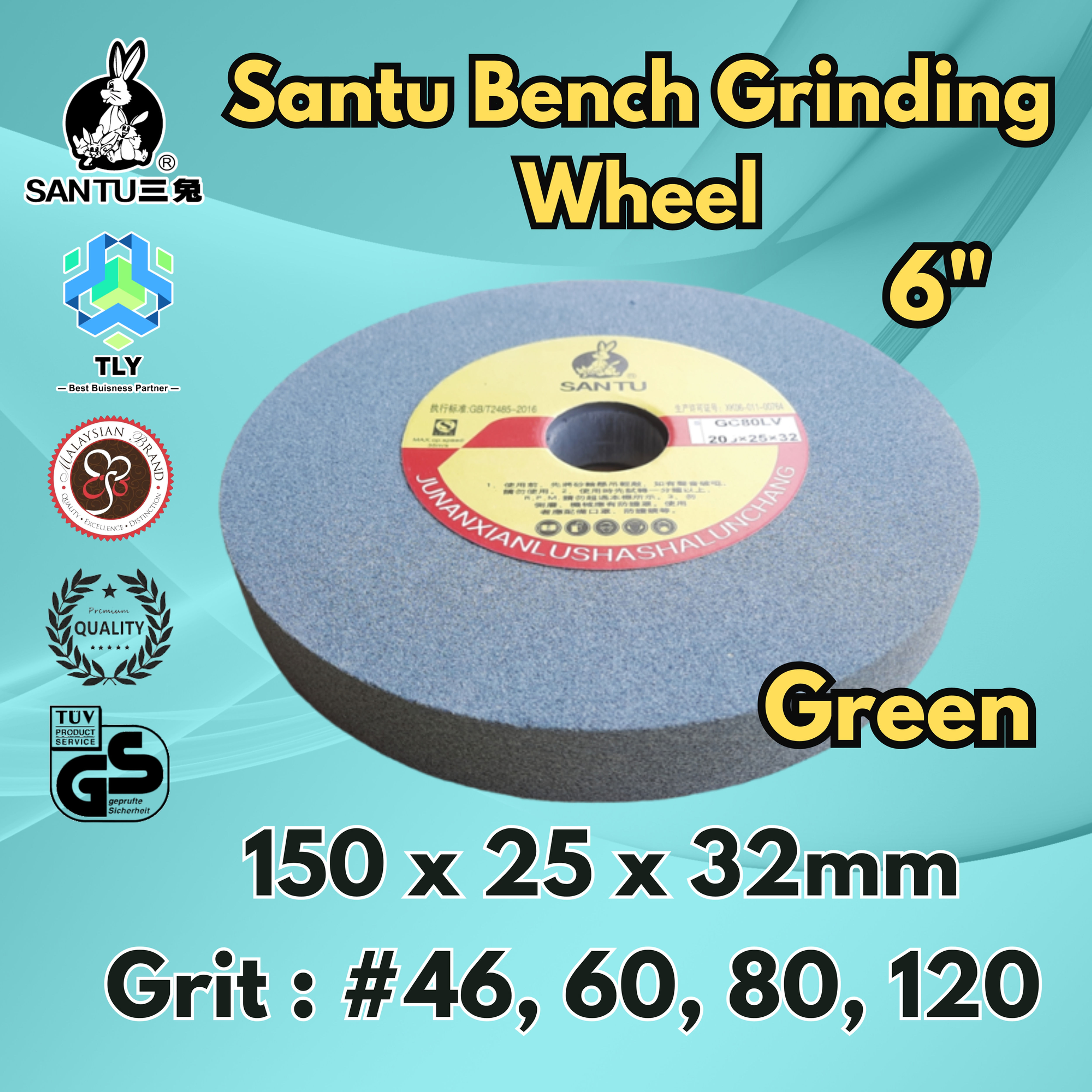 CDD03 Bench Grinding Wheel - 6"x25x32 Green