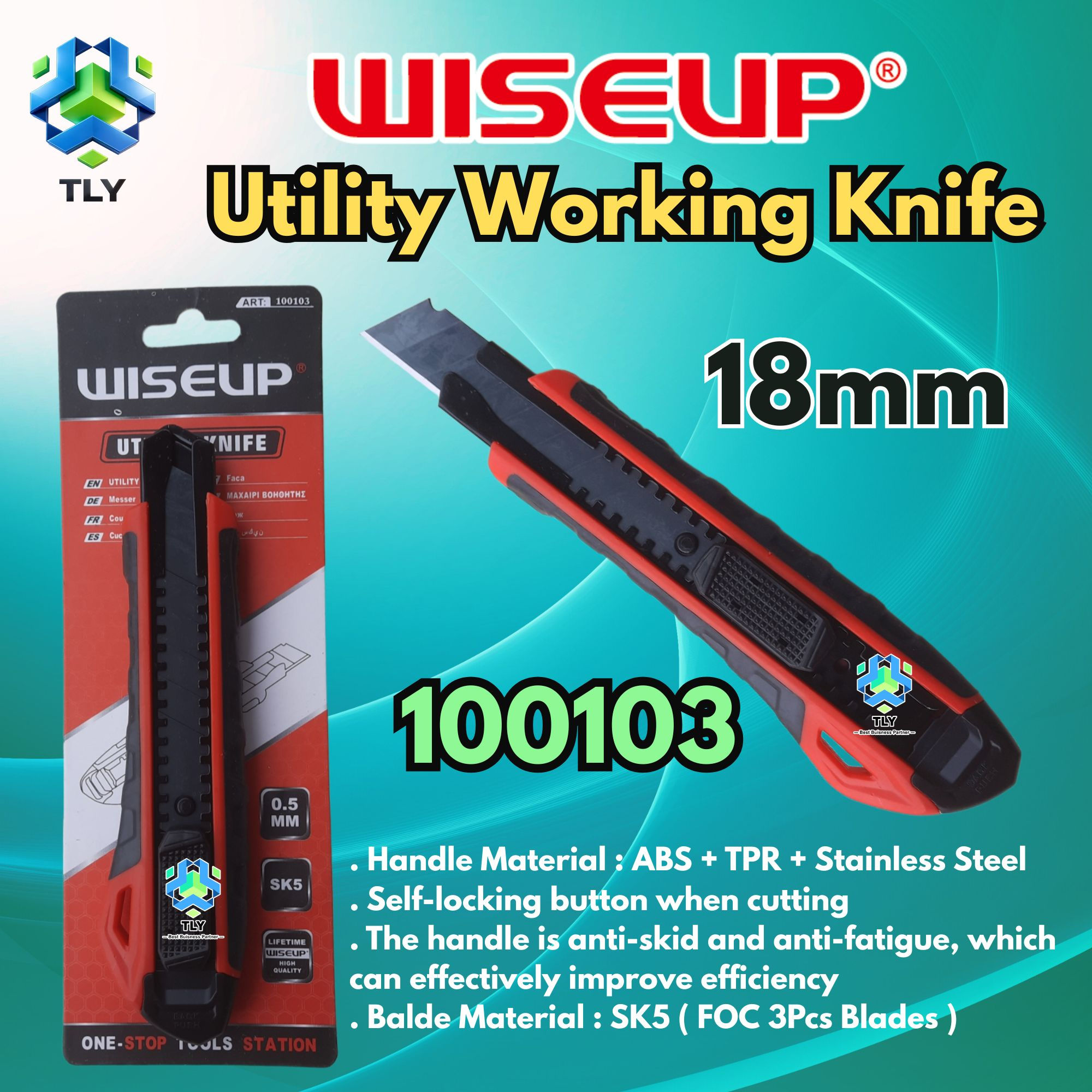 JBH01 Wiseup Heavy Duty Utilioty Knife 18mm - 100103