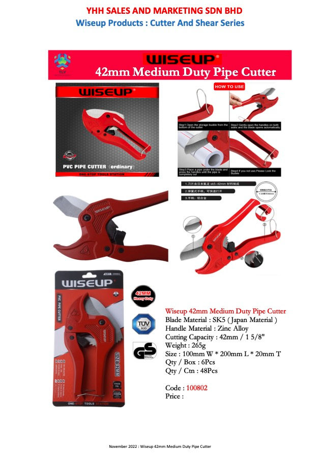 Thumbnail: JBG02 Wiseup Medium Duty PVC Pipe Cutter 42mm 100802