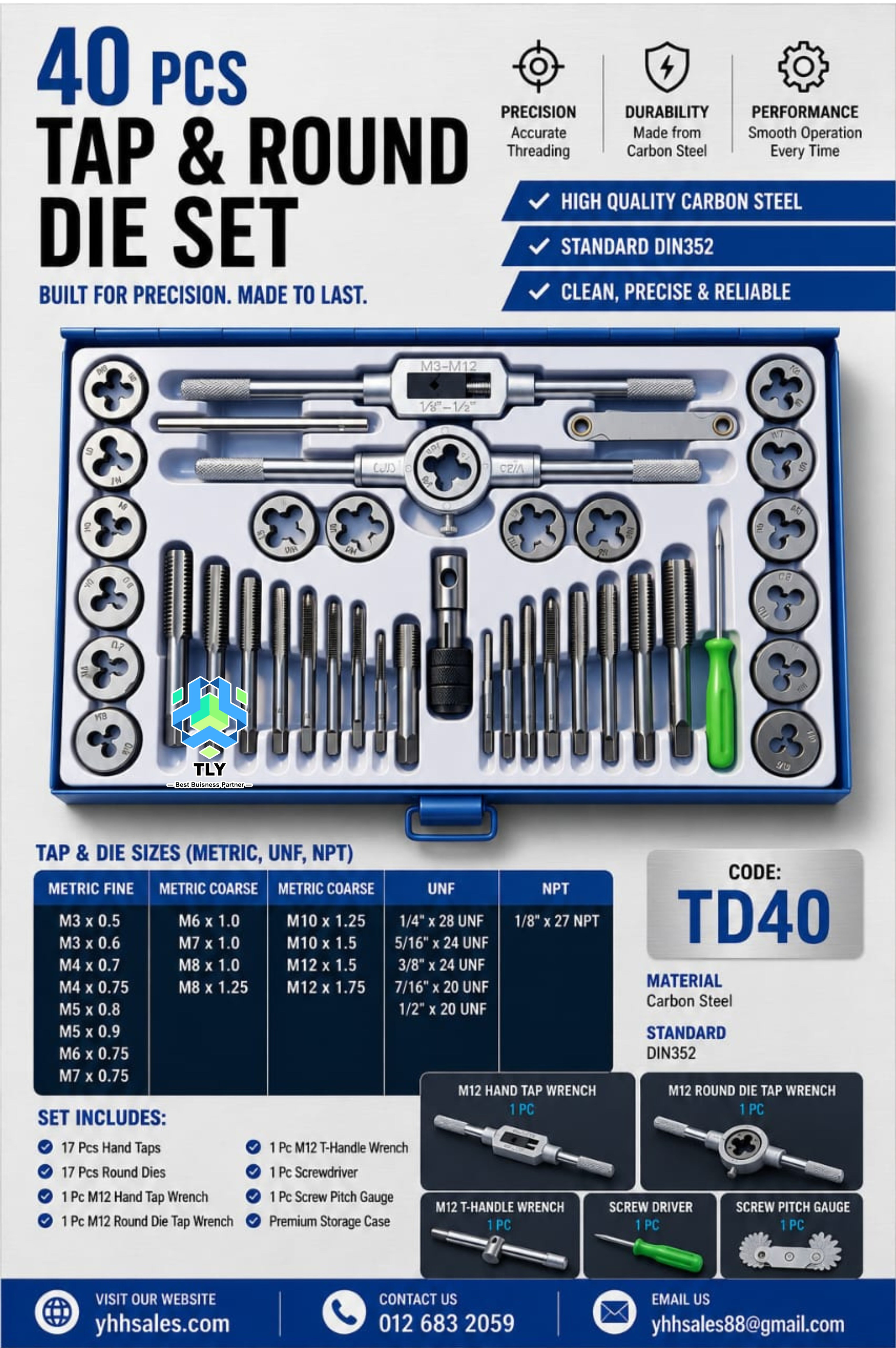 ADF02 Green Arrow - 40 Pcs Tap & Die Set TD40