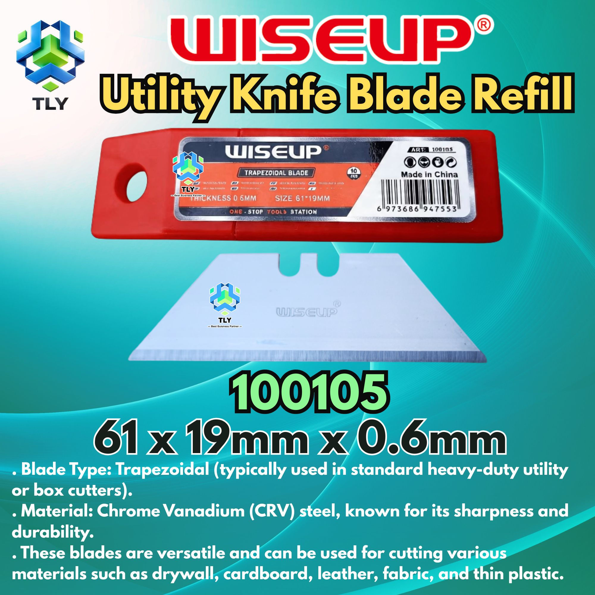 JBI05 Wiseup Heavy Duty Utility Knife Blade Refill 100105