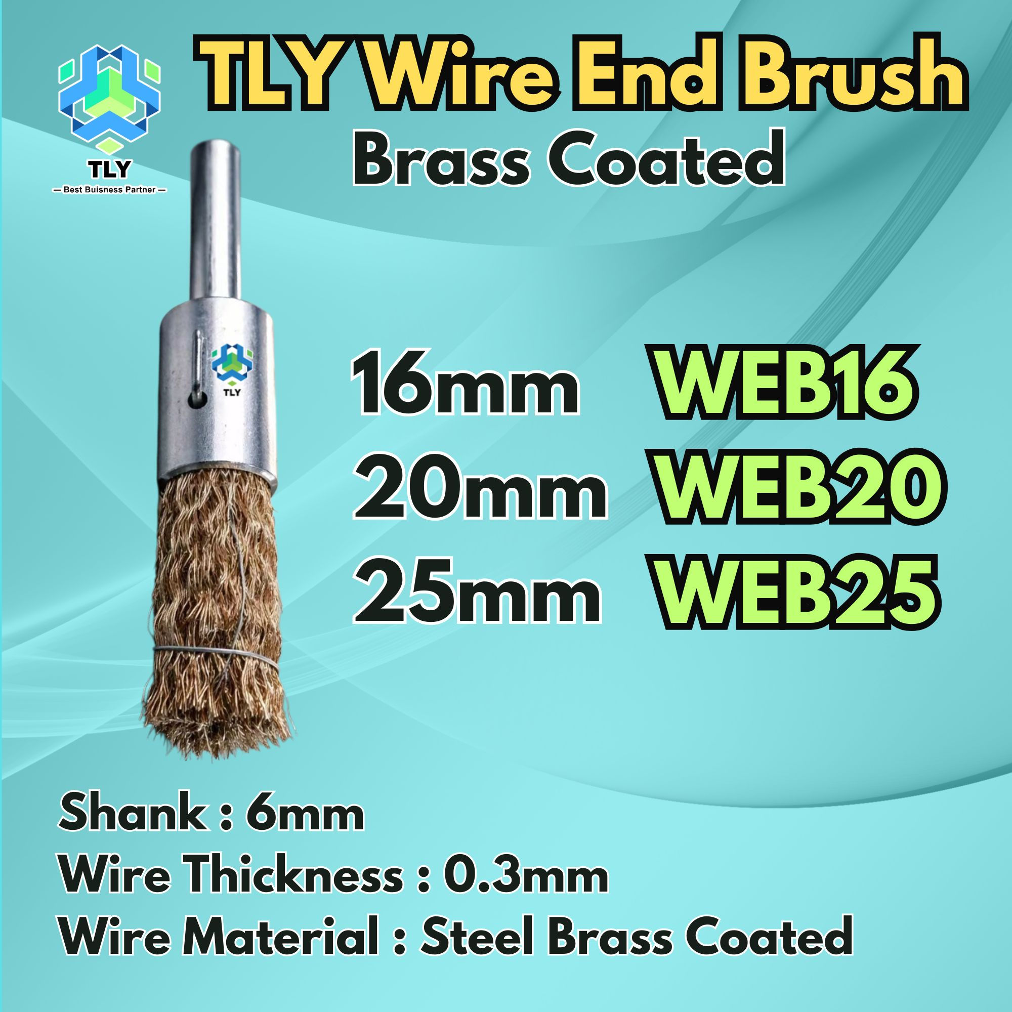 CADA01 Wire End Brush - Steel Brass Coated