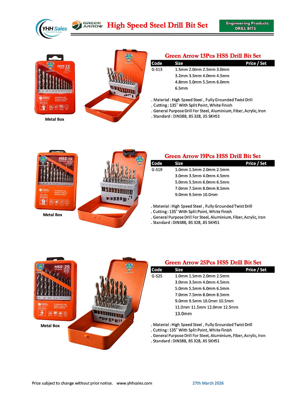 Thumbnail: AAD01 Green Arrow HSS Drill Bit Sets 13Pcs G-S13