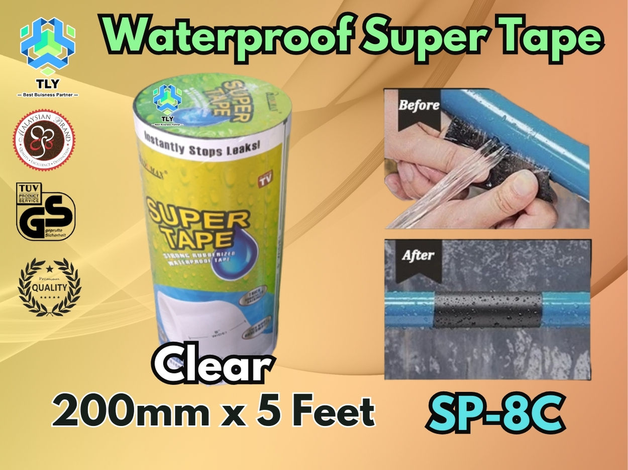 HFD02 Waterproof Super Tape Clear - 200mm x 5 Feet