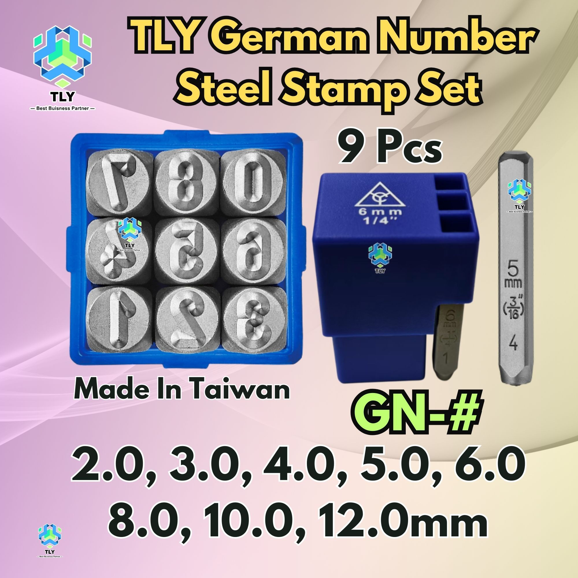 RAA01 German Number Steel Stamp CRV 9Pcs