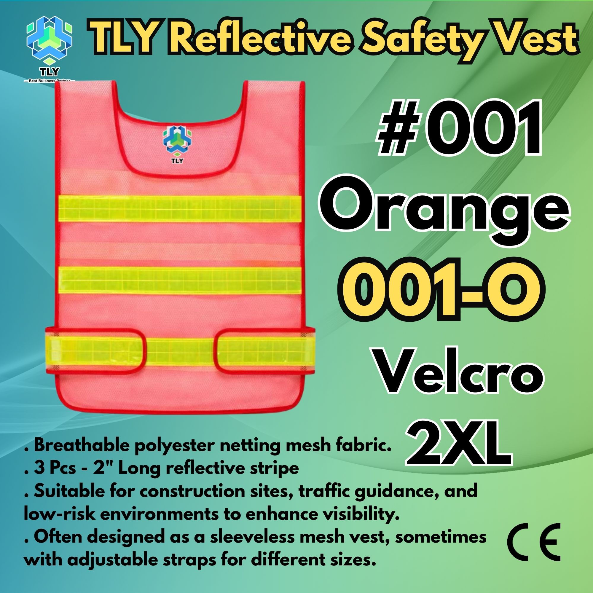 EGH02 Reflective Safety Vest - #001 Velcro Orange