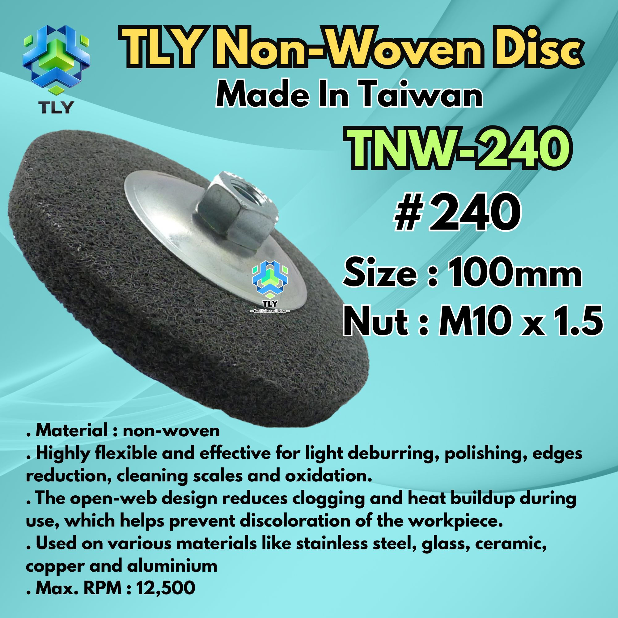 CCE07 TLY Non-Woven Pollishing Disc #240 - Made In Taiwan