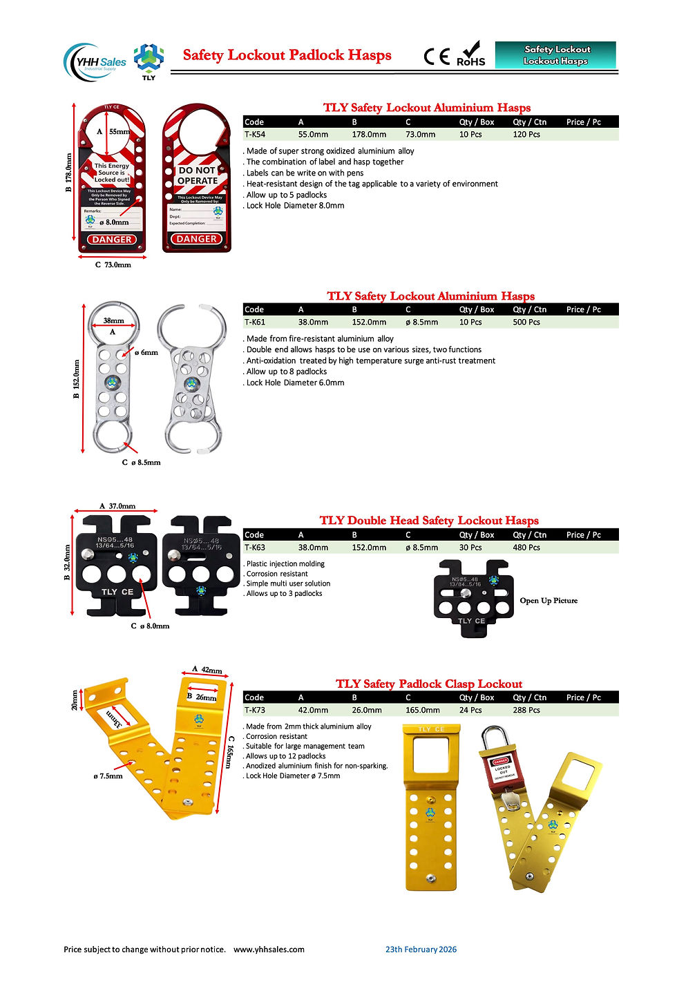 Thumbnail: EPC02 TLY Safety Lockout Hasps Aluminium 38mm T-K12