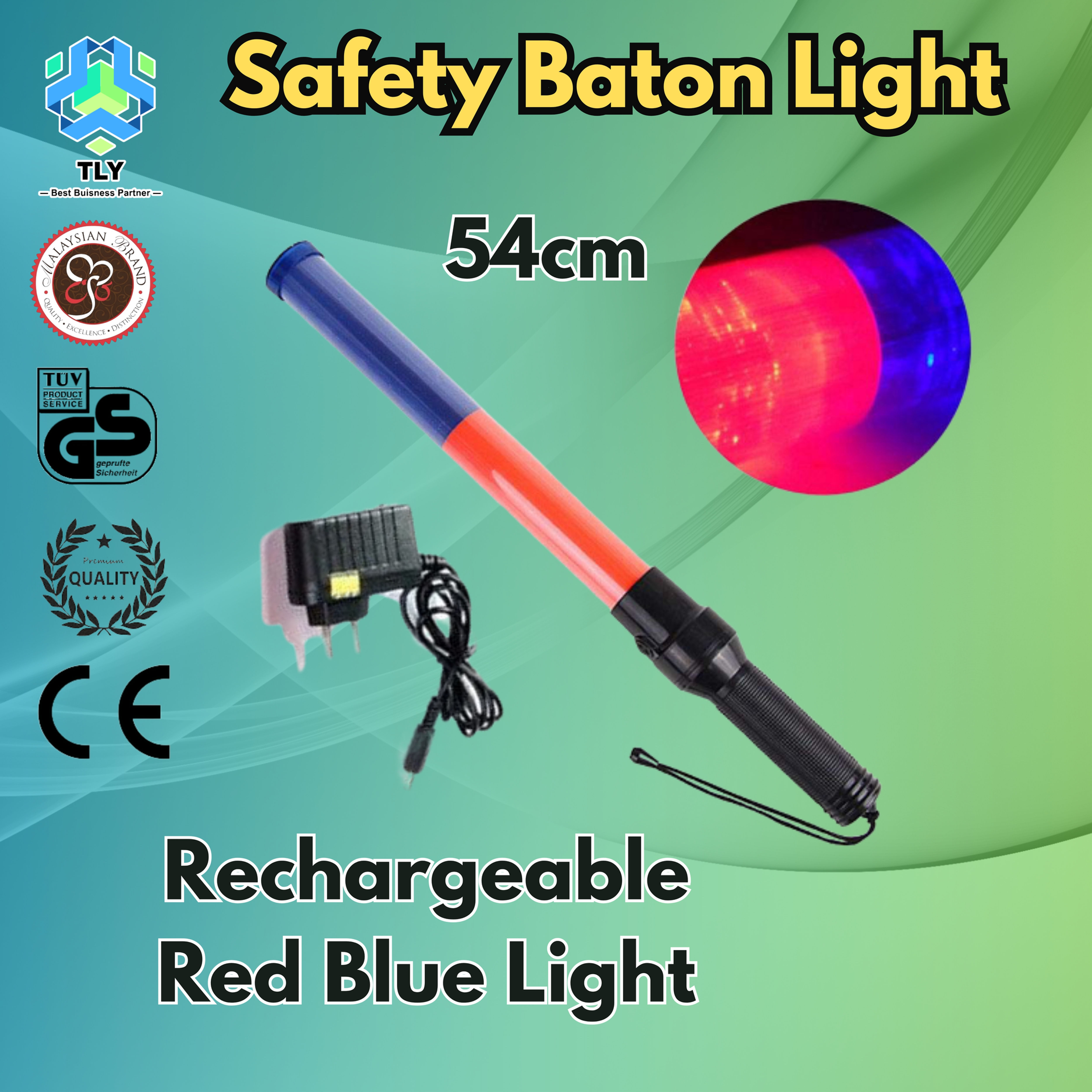 EHB05 Safety Baton Light - BL5 Rechareable Red Blue Light