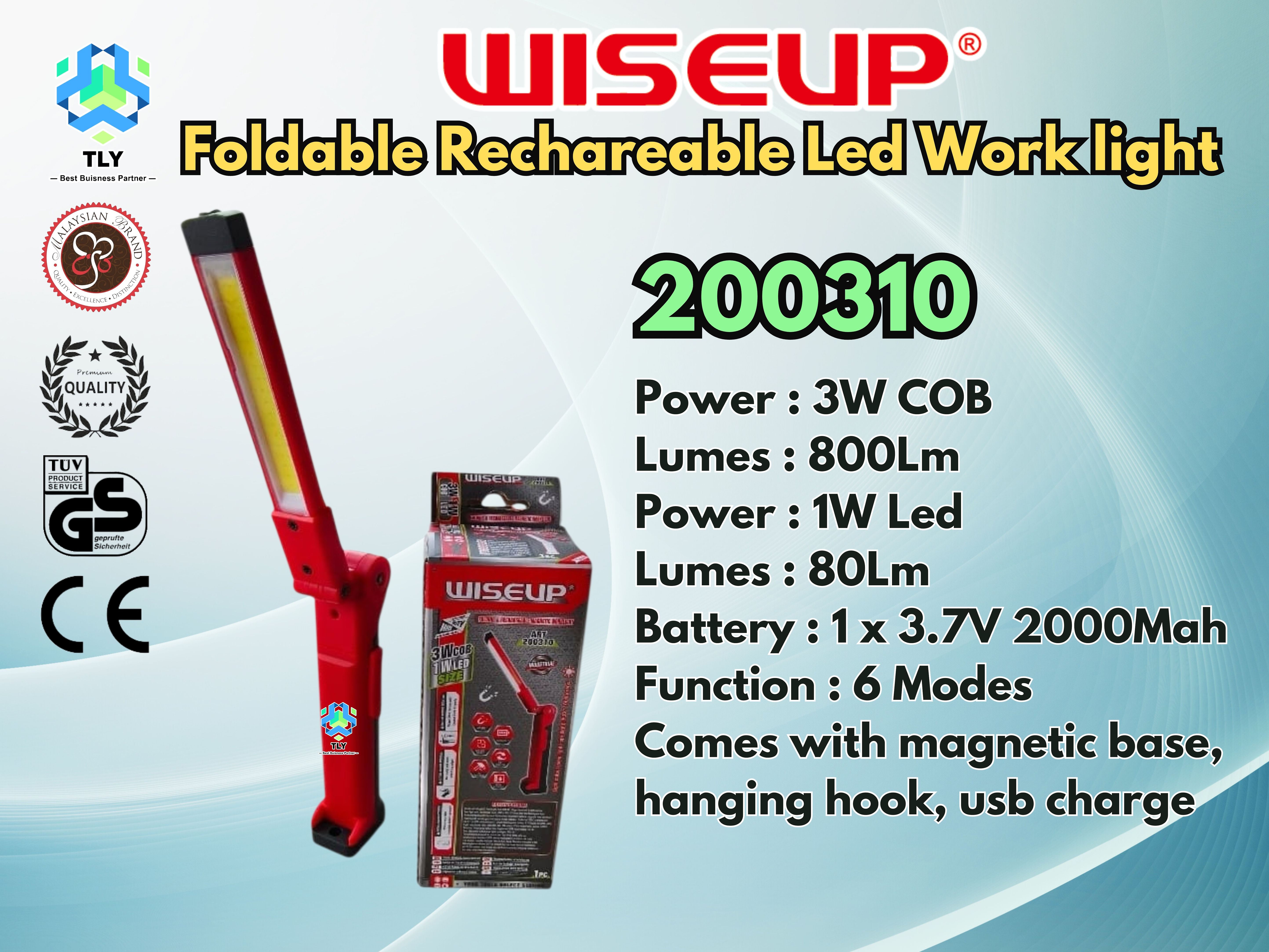 JQH03 Wiseup Rechargeable Folded Led Work Light 200310