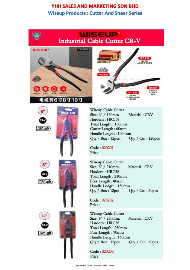 Thumbnail: JBB05 Wiseup Heavy Duty Cable Cutter 6" 020201