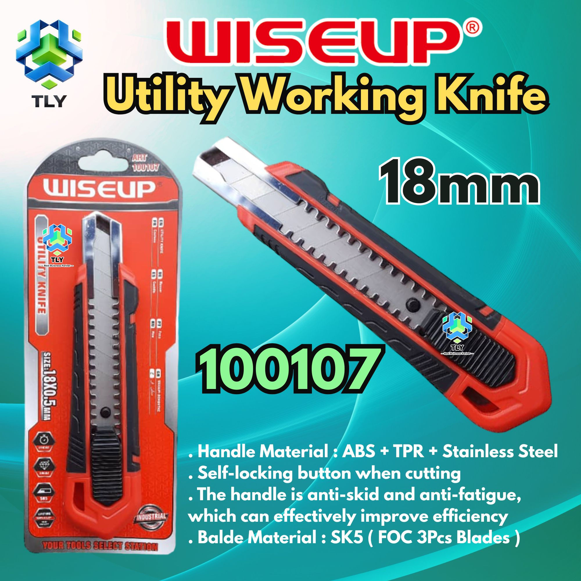 JBH03 Wiseup Heavy Duty Utilioty Knife 18mm - 100107