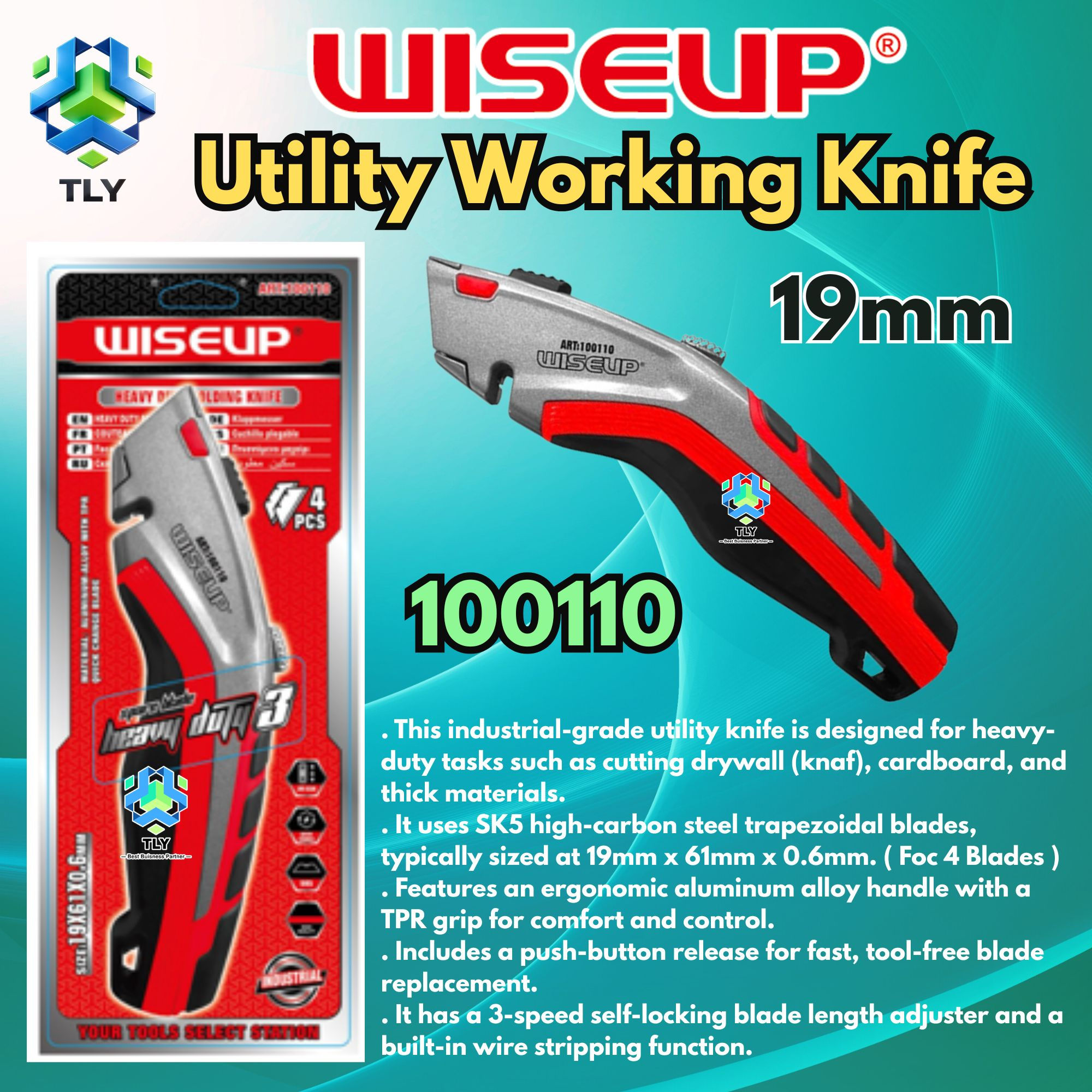 JBI03 Wiseup Heavy Duty Utility Working Knife 100110