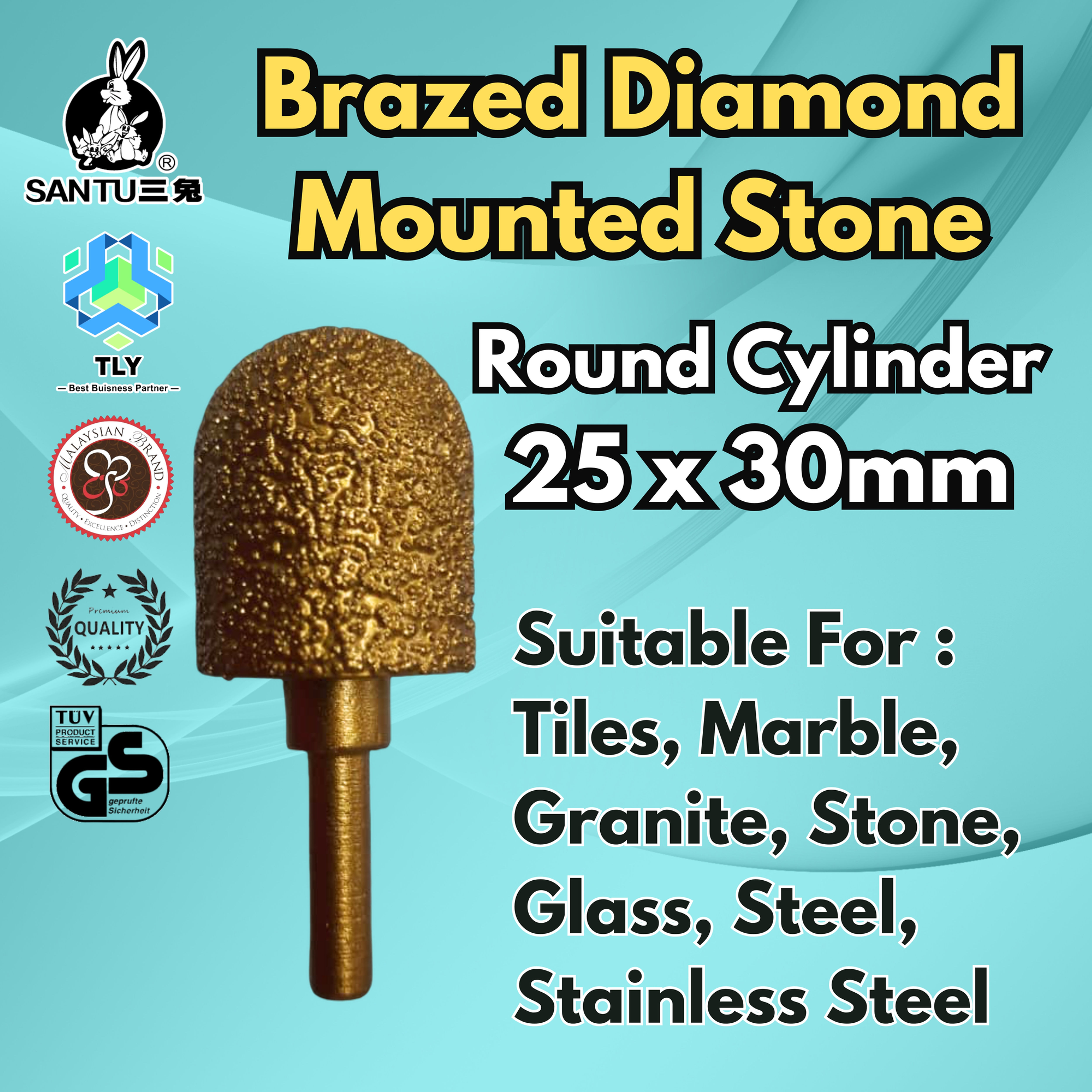 CGH11 Brazed Diamond Mounted Stone - RC25x30